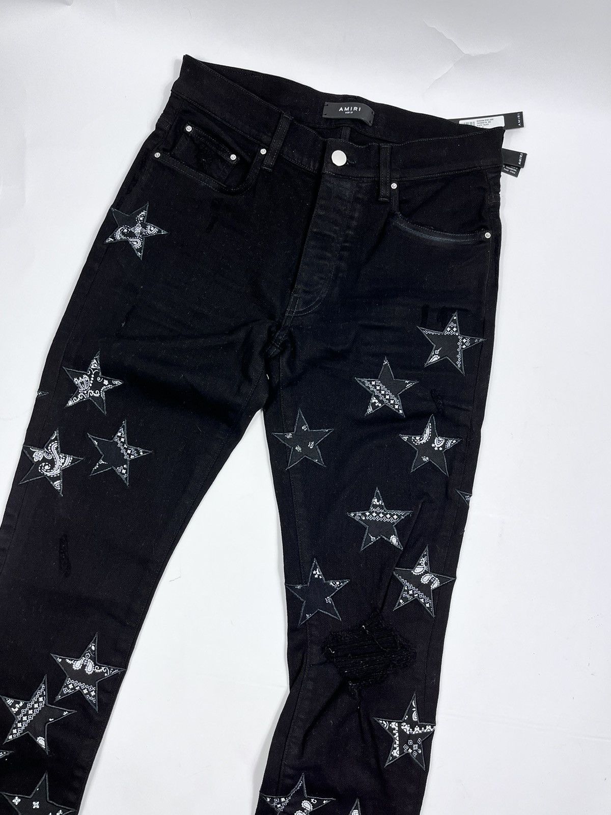 Amiri AMIRI STAR BANDANA PATCH BLACK JEANS | Grailed