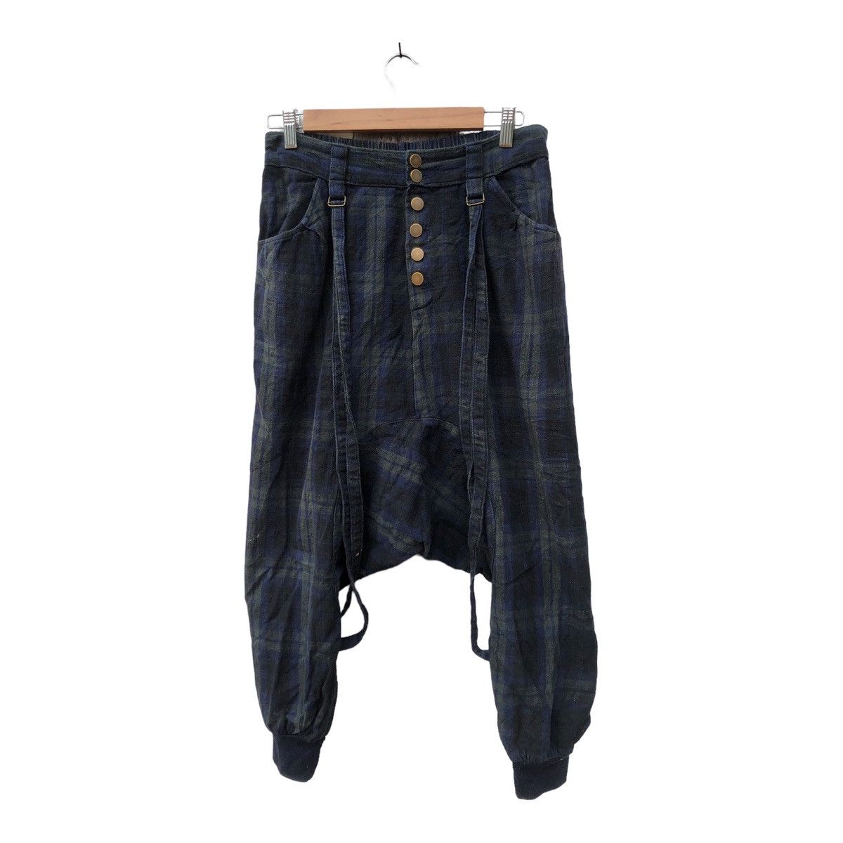 Japanese Brand × Seditionaries Drop Crotch Pants Drawstring Unbrand Blue Checkered Size US 32 / EU 48 - 1 Thumbnail