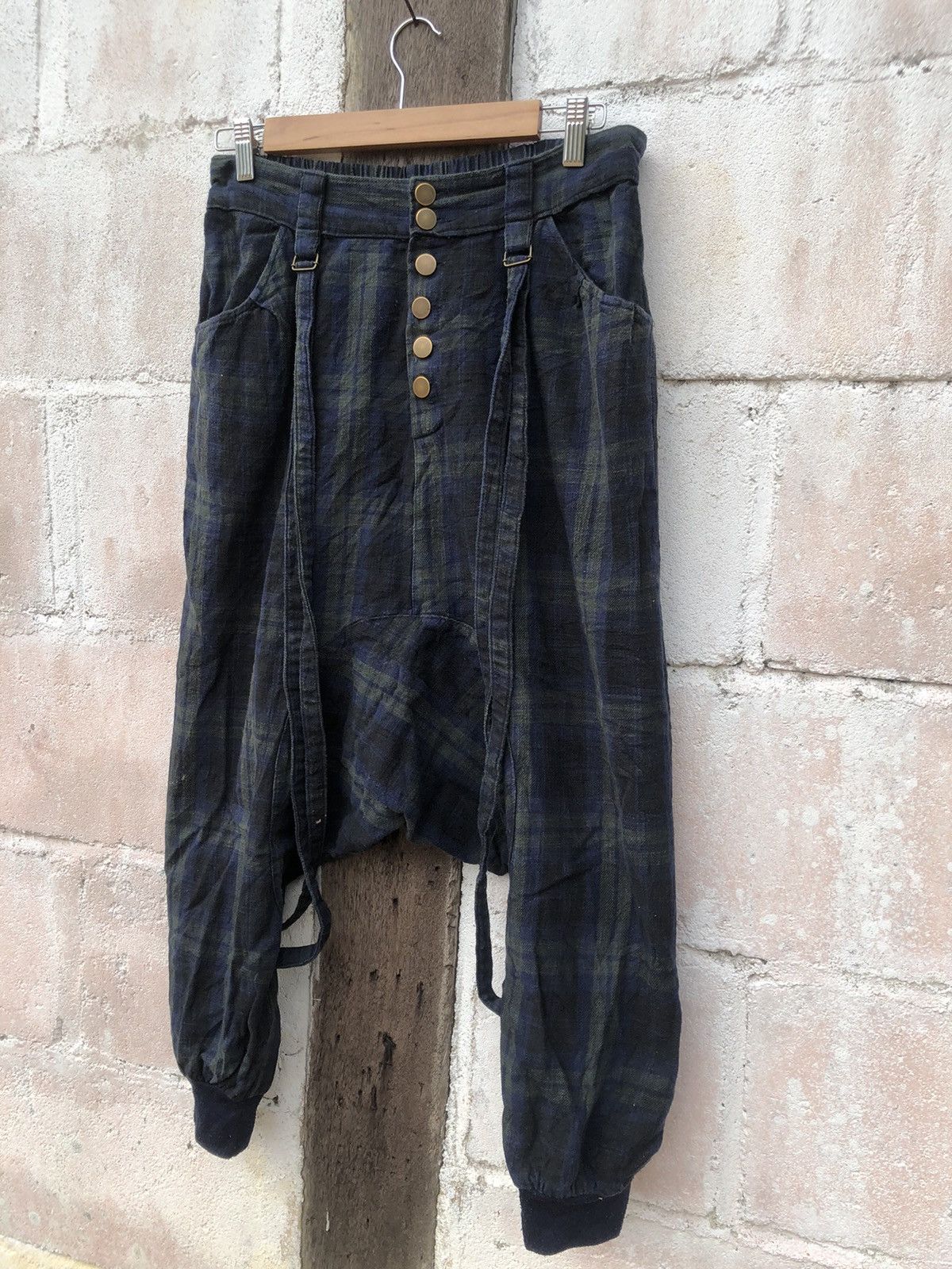 Japanese Brand × Seditionaries Drop Crotch Pants Drawstring Unbrand Blue Checkered Size US 32 / EU 48 - 3 Thumbnail