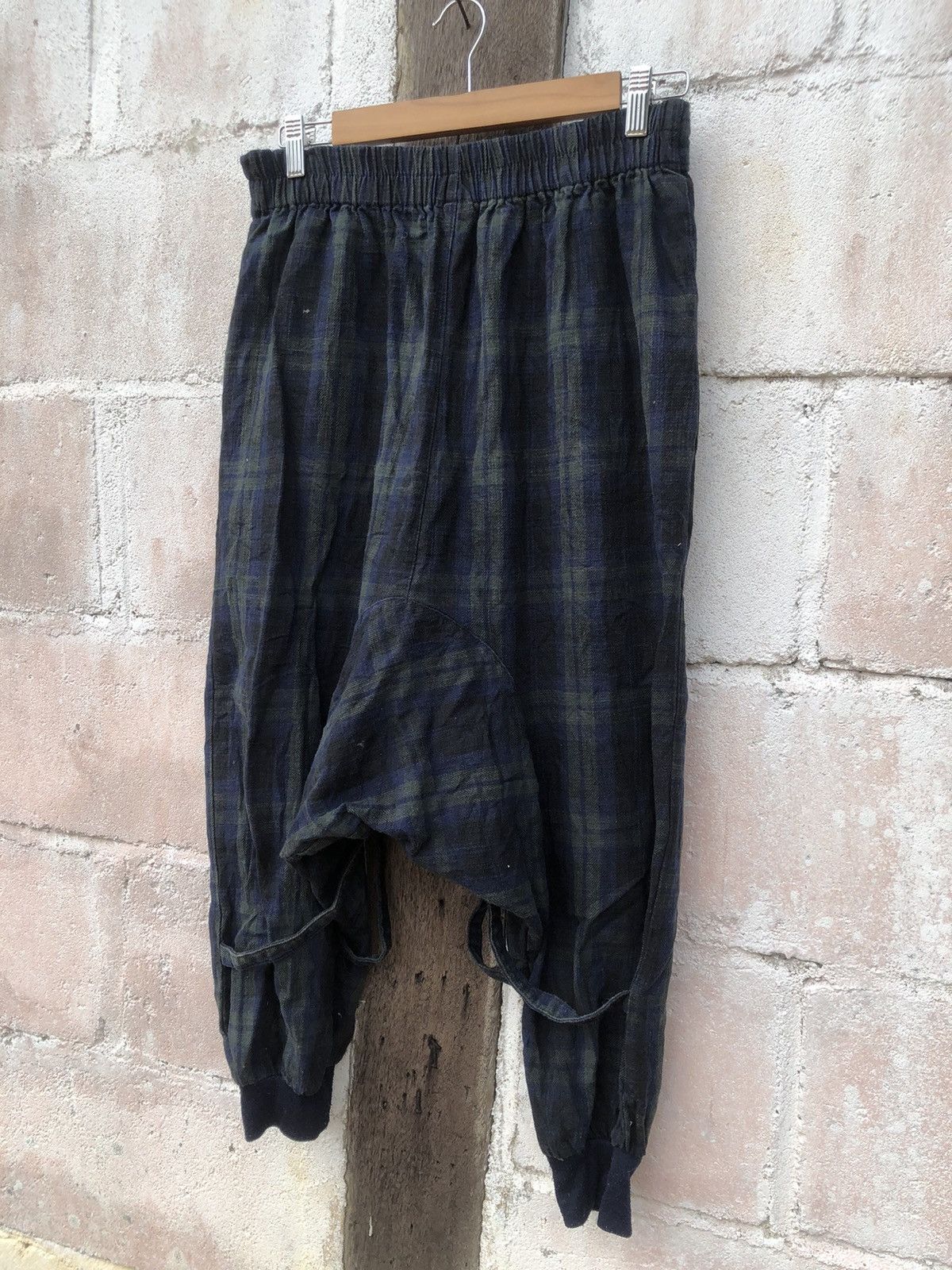 Japanese Brand × Seditionaries Drop Crotch Pants Drawstring Unbrand Blue Checkered Size US 32 / EU 48 - 4 Thumbnail