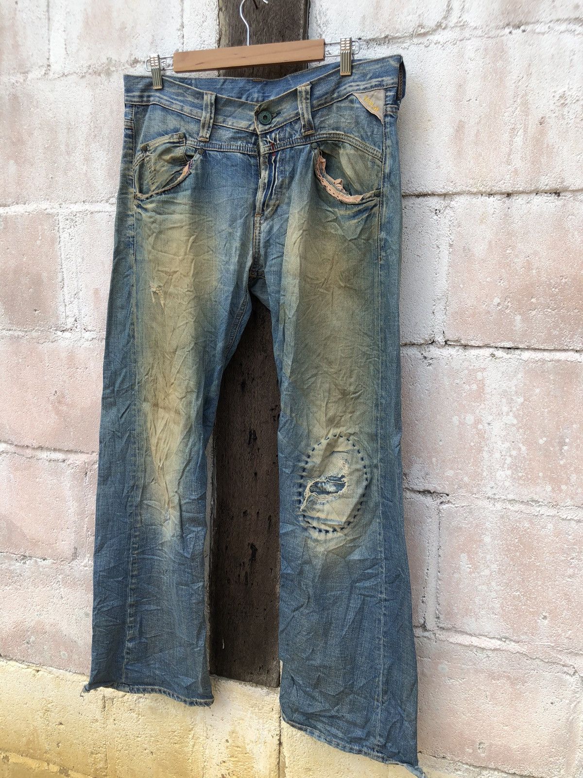 Replay Replay Destress Sashiko Jeans Denim Size US 36 / EU 52 - 3 Thumbnail