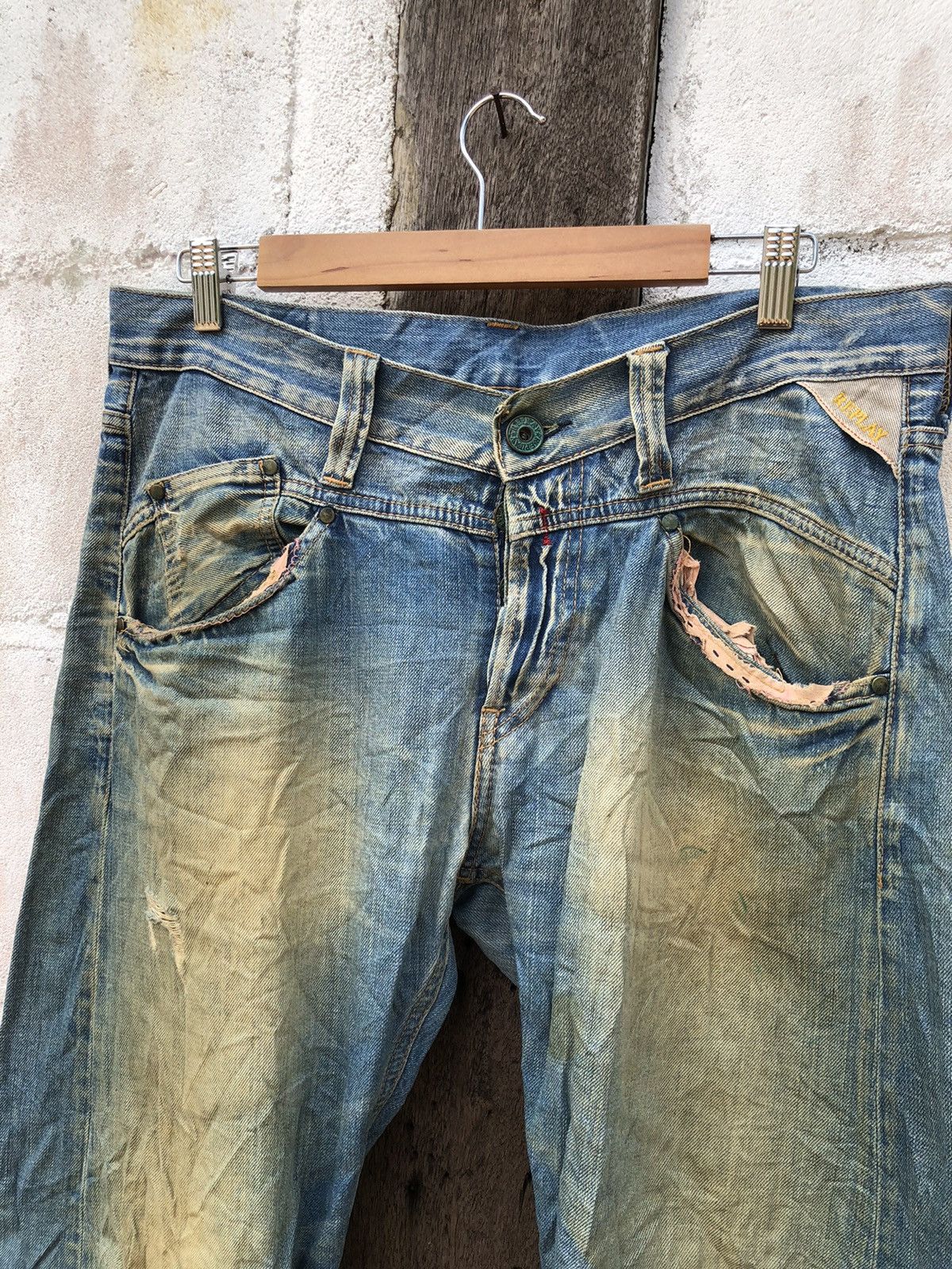 Replay Replay Destress Sashiko Jeans Denim Size US 36 / EU 52 - 4 Thumbnail