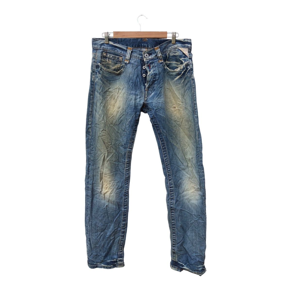 Jeans Denim Replay Destress Ziqzaq Repairing