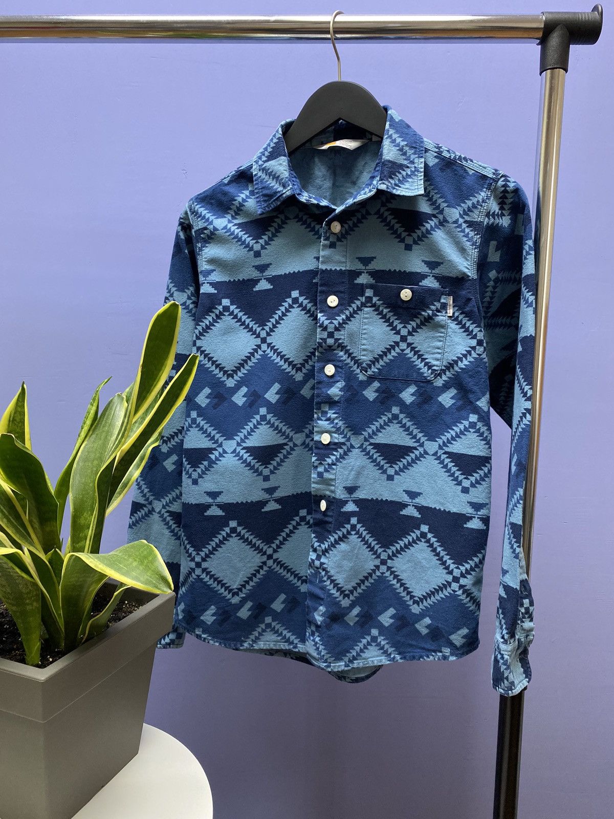 Other Carhartt WIP Long Sleeve Natural Shirt Men’s S Blue Aztec Size US S / EU 44-46 / 1 - 1 Thumbnail