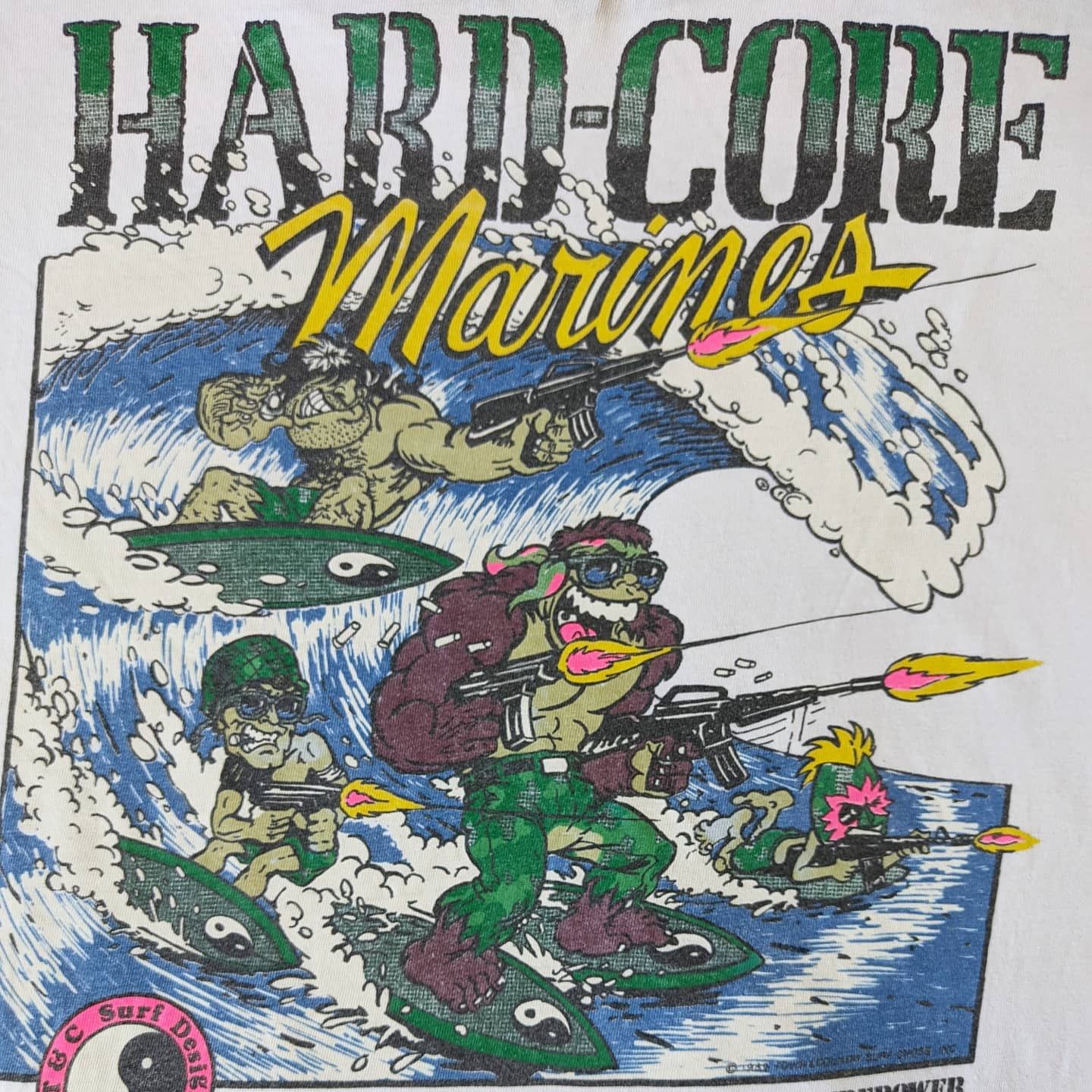 Vintage 1989 T&C TC Surf designs Hardcore Marines Size US XL / EU 56 / 4 - 2 Thumbnail