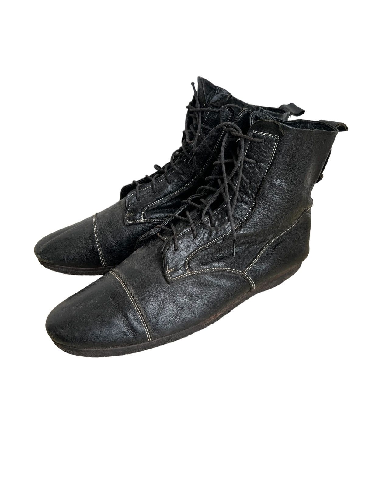 image of Og Miharayasuhiro Calf Leather Tactical Combat Boots in Black, Men's (Size 8)