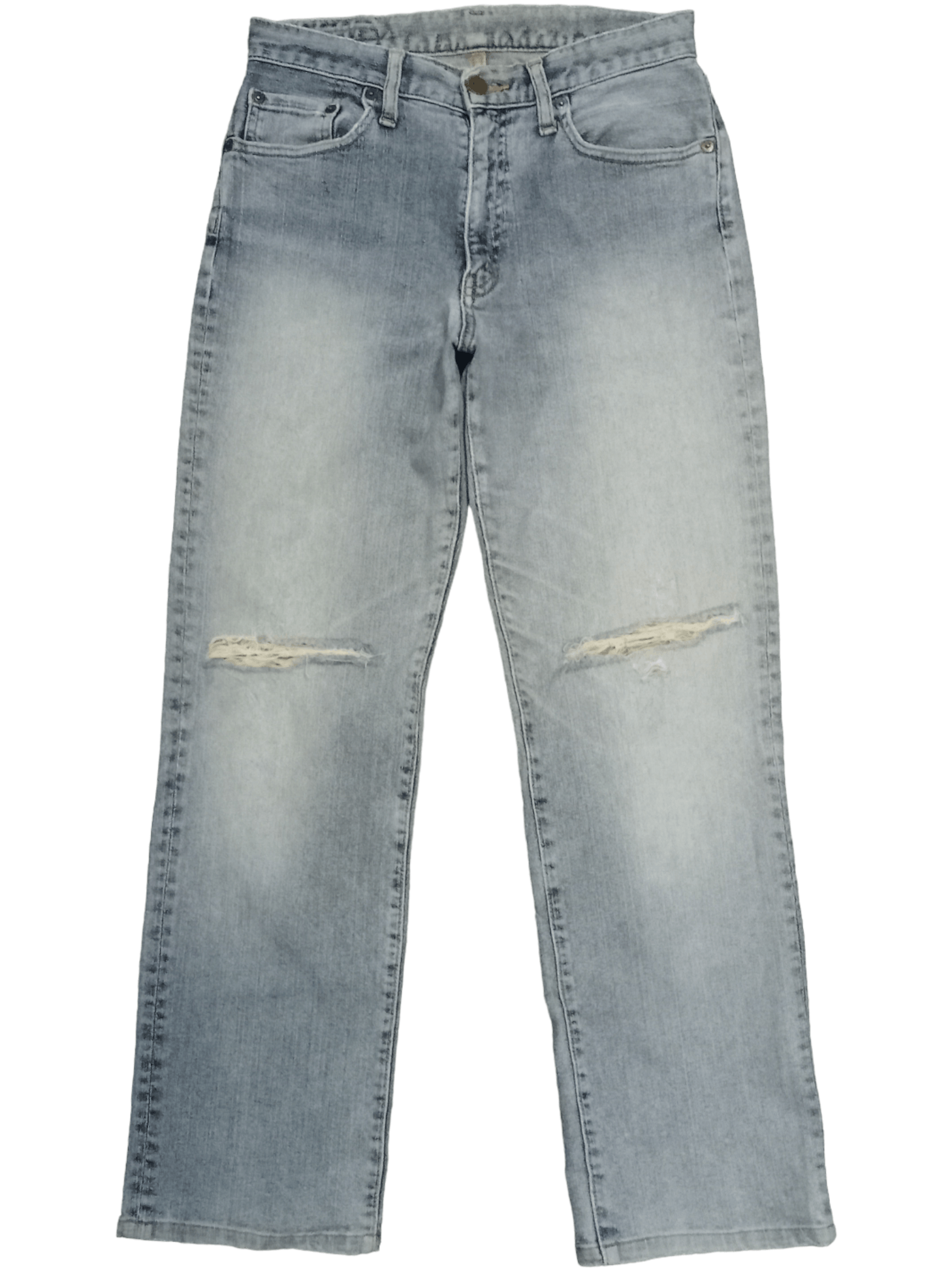 Japanese Brand Vintage Japanese Brand Light Wash Distressed Loose Jeans Size US 27 - 1 Thumbnail