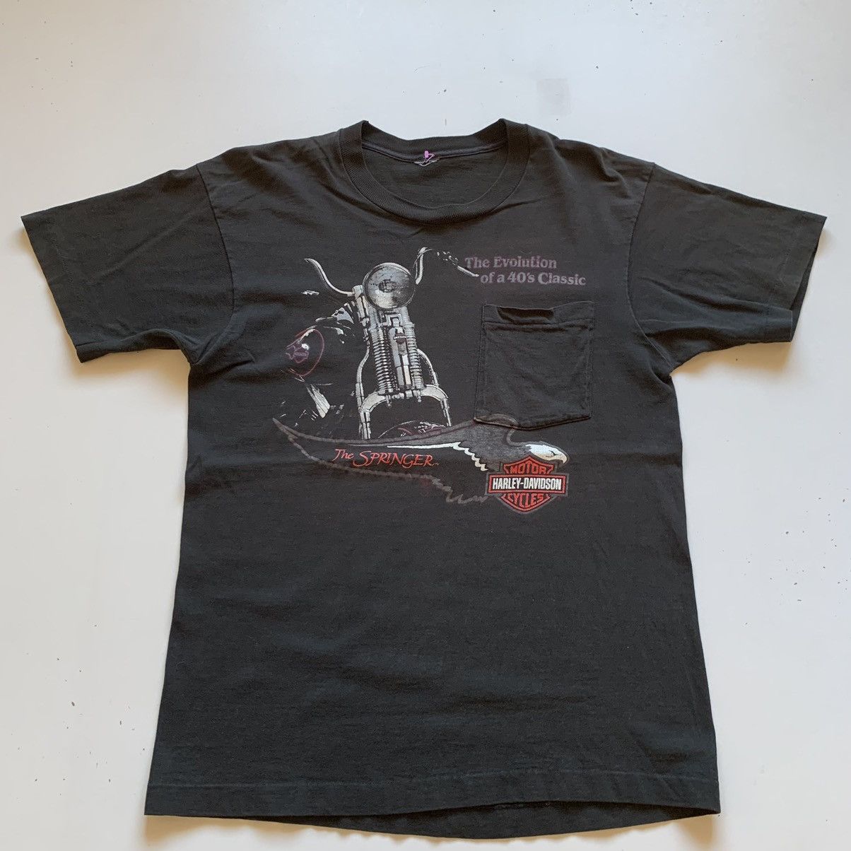 image of 90's Harley Davidson Las Vegas Nevada Usa T Shirt in Black, Men's (Size Large)