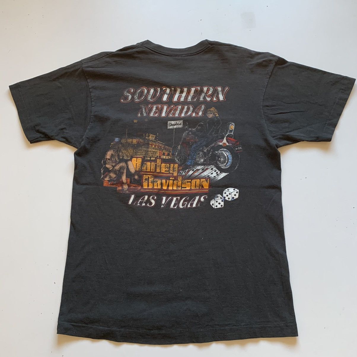 Harley Davidson Vintage 90s Harley Davidson Las Vegas Nevada USA T Shirt Size US L / EU 52-54 / 3 - 3 Thumbnail