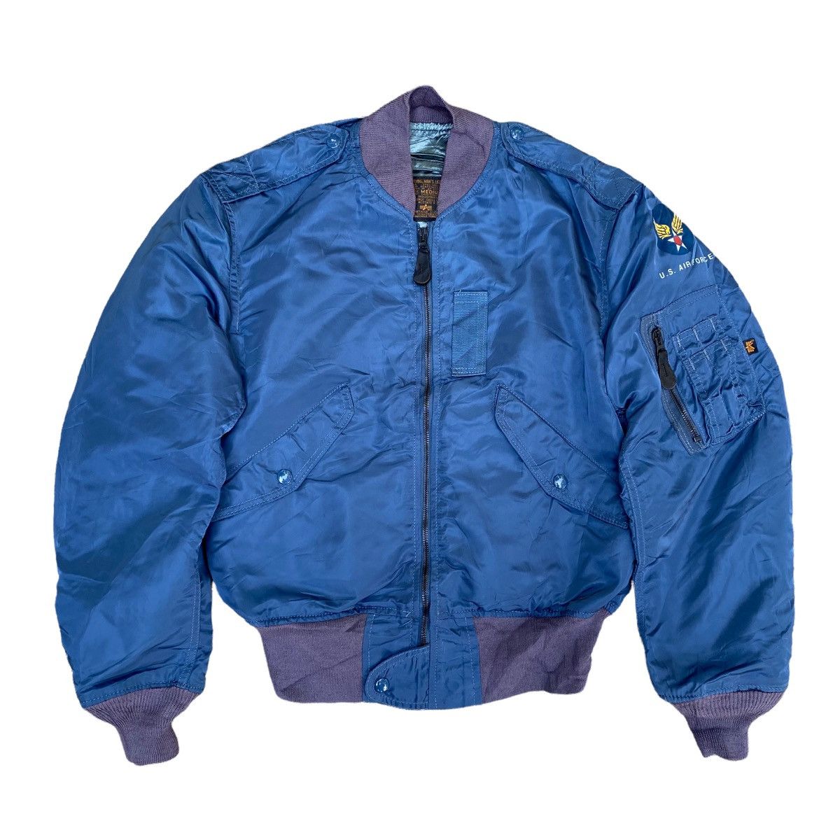 image of Vintage Alpha Industries L-2A Bomber Jacket in Blue, Men's (Size Medium)