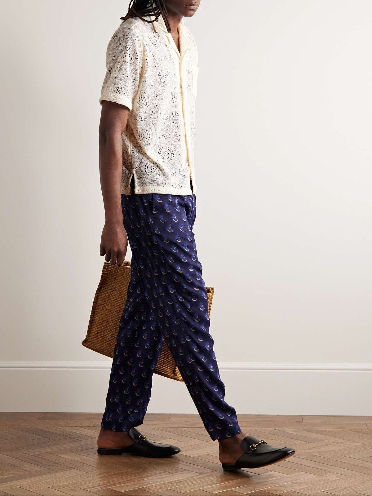 Rhude 595USD Ajor Camp-Collar Logo-Embroidered Lace Shirt Size US XL / EU 56 / 4 - 3 Thumbnail