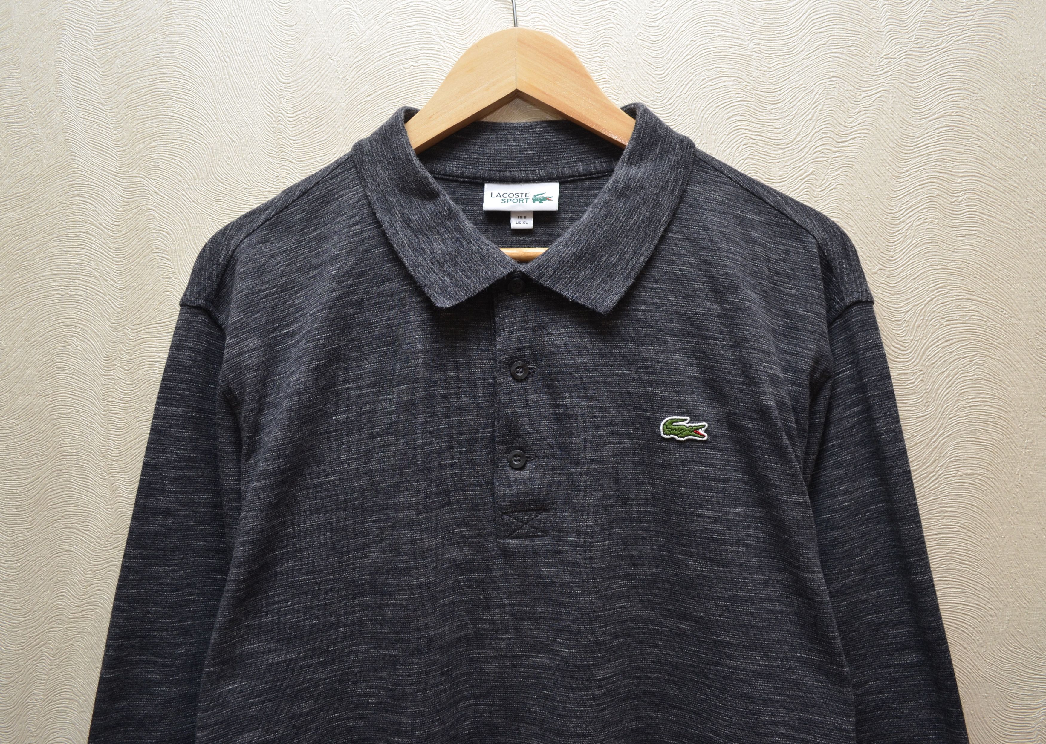 Lacoste Lacoste Grey Textured L/S Polo Shirt Size 6 XL Size US XL / EU 56 / 4 - 2 Thumbnail