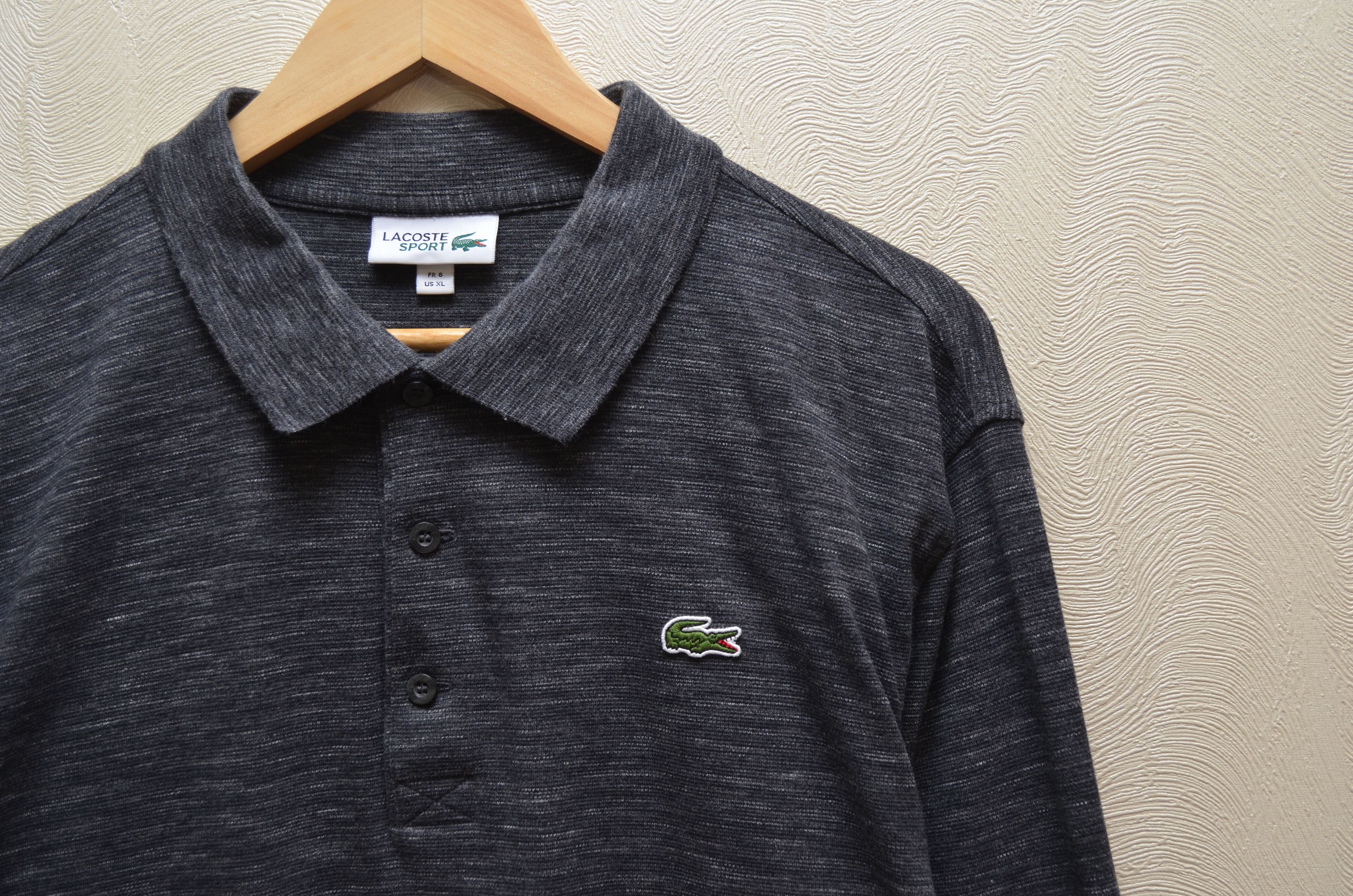 Lacoste Lacoste Grey Textured L/S Polo Shirt Size 6 XL Size US XL / EU 56 / 4 - 3 Thumbnail