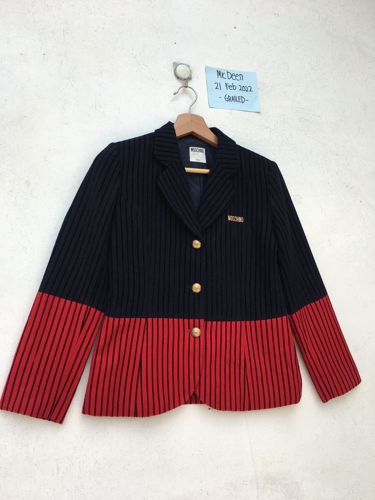 Moschino Rare MOSCHINO Stripes Velvet Blazer/Jacket Size 34S - 3 Thumbnail