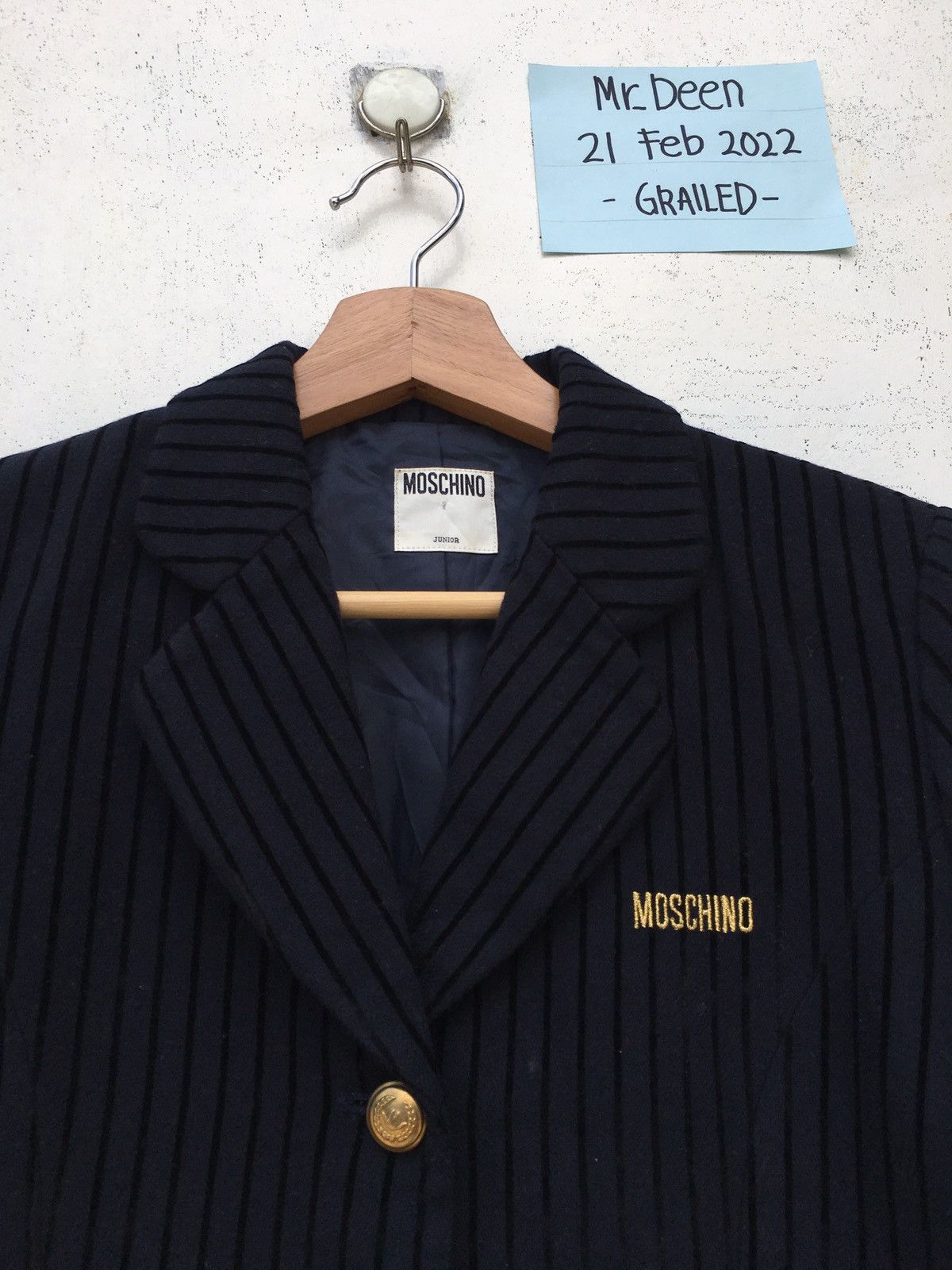 Moschino Rare MOSCHINO Stripes Velvet Blazer/Jacket Size 34S - 6 Thumbnail