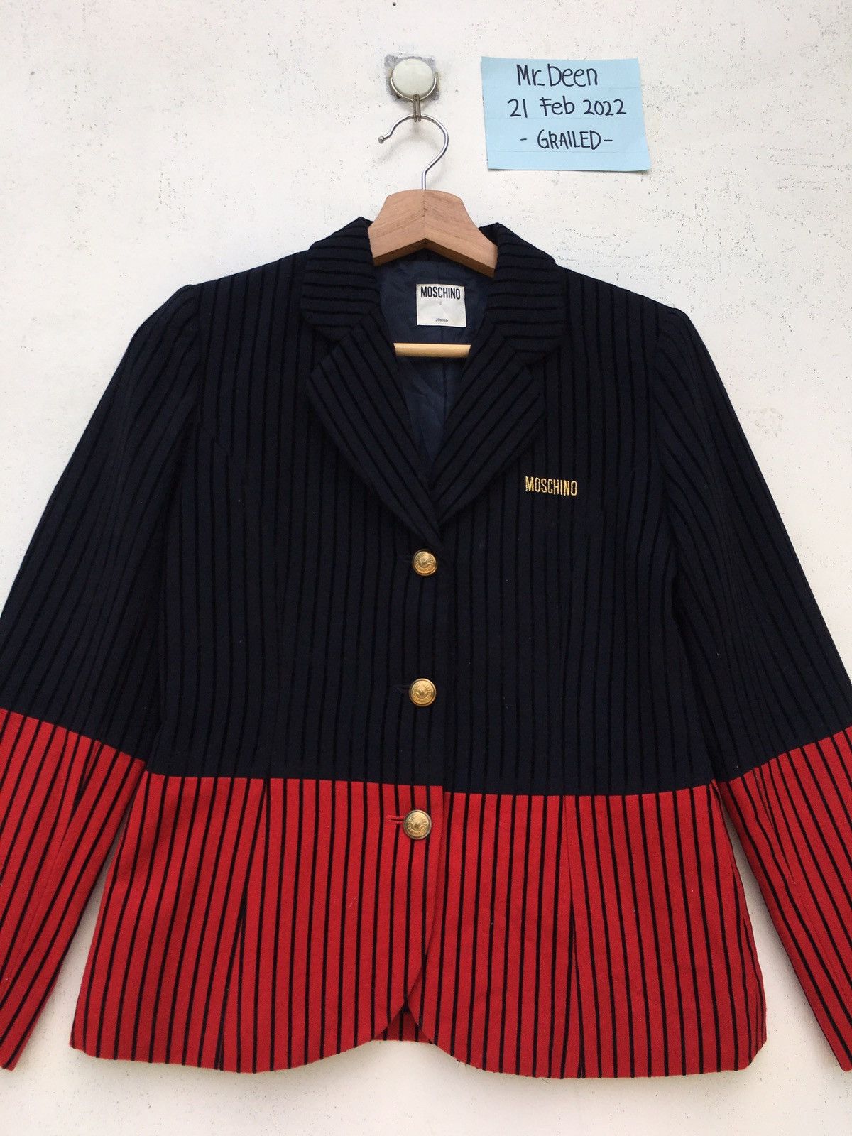 Moschino Rare MOSCHINO Stripes Velvet Blazer/Jacket Size 34S - 1 Thumbnail