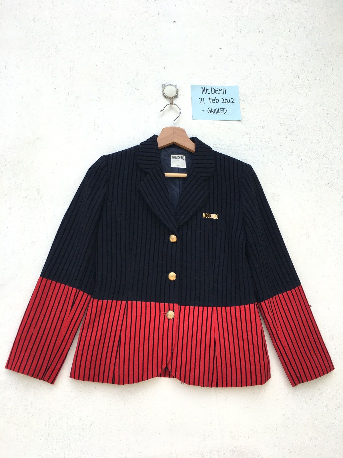 Moschino Rare MOSCHINO Stripes Velvet Blazer/Jacket Size 34S - 2 Thumbnail