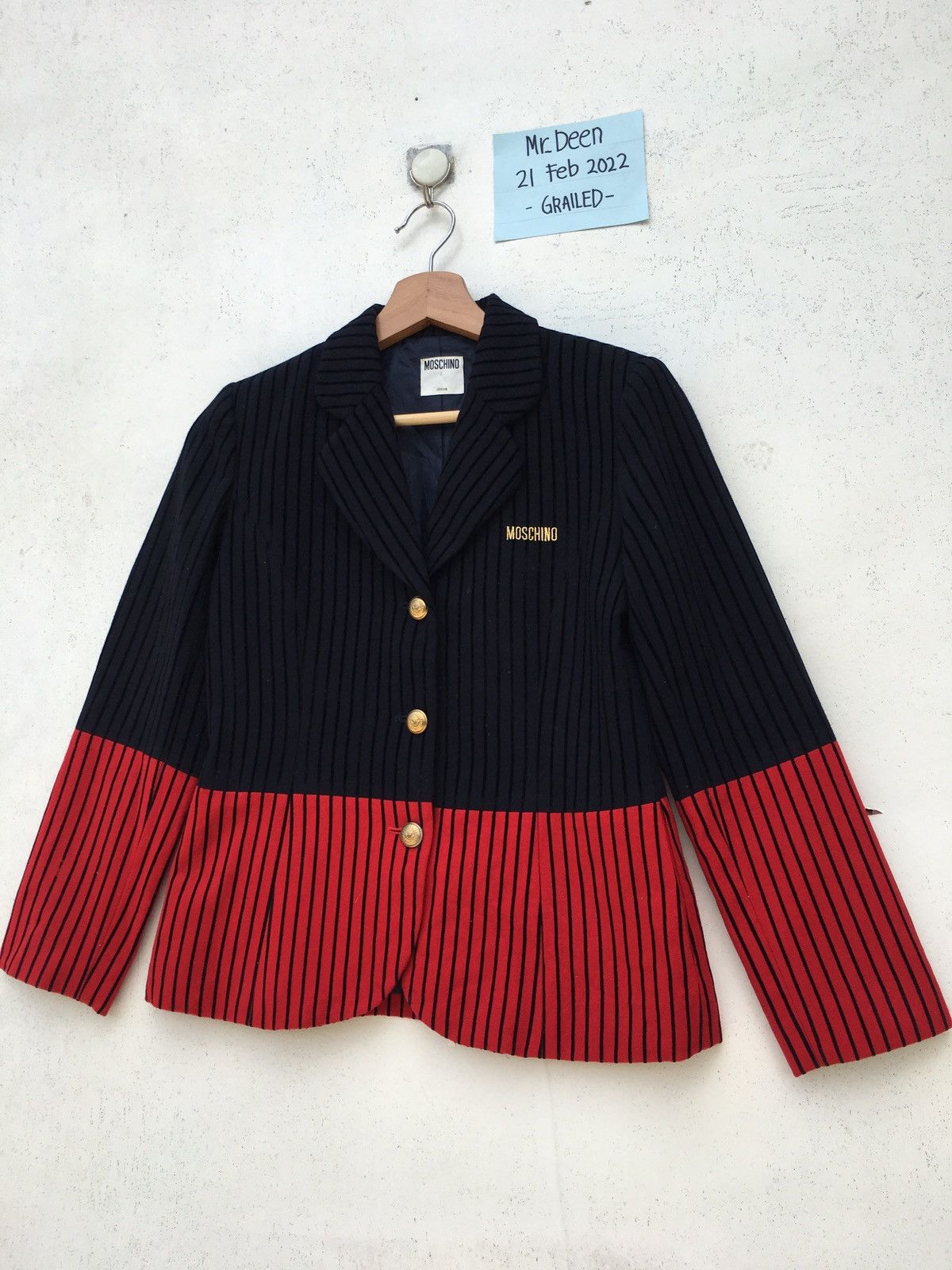 Moschino Rare MOSCHINO Stripes Velvet Blazer/Jacket Size 34S - 4 Thumbnail