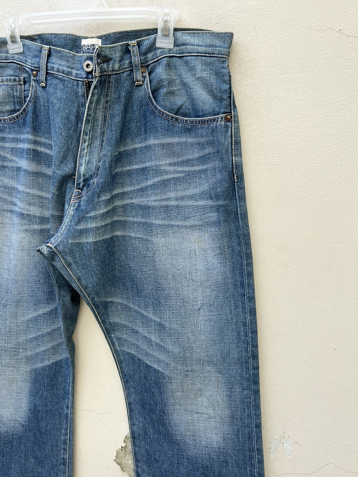 Bape × Nigo Vintage Bathing Ape Japan Bape Star Light Blue Denim Jeans Size US 34 / EU 50 - 11 Thumbnail