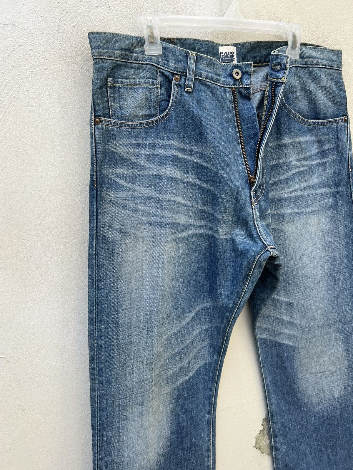 Bape × Nigo Vintage Bathing Ape Japan Bape Star Light Blue Denim Jeans Size US 34 / EU 50 - 9 Thumbnail