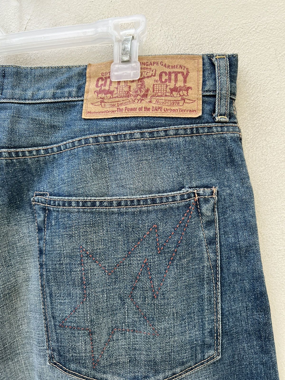 Bape × Nigo Vintage Bathing Ape Japan Bape Star Light Blue Denim Jeans Size US 34 / EU 50 - 19 Thumbnail