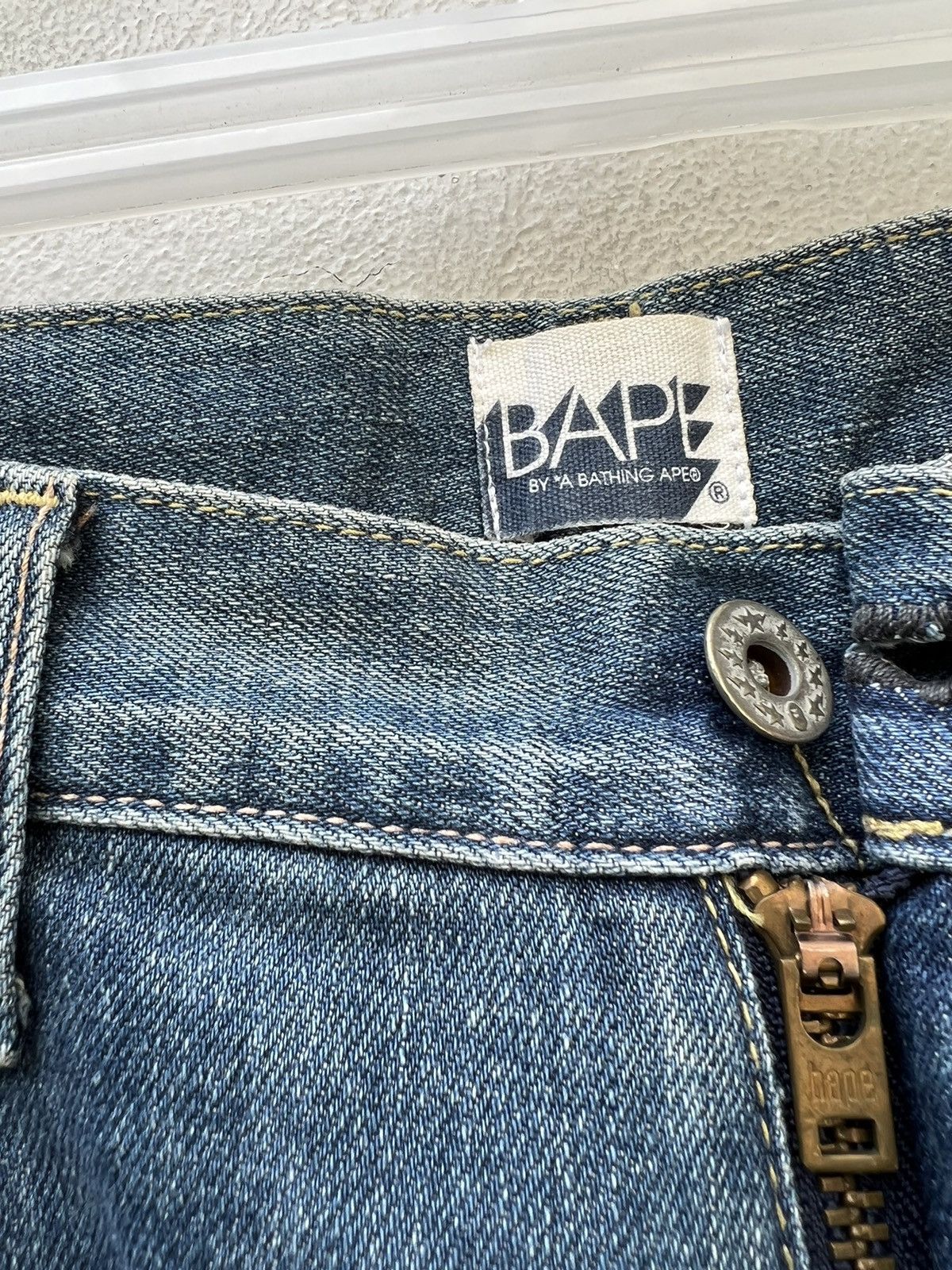 Bape × Nigo Vintage Bathing Ape Japan Bape Star Light Blue Denim Jeans Size US 34 / EU 50 - 8 Thumbnail