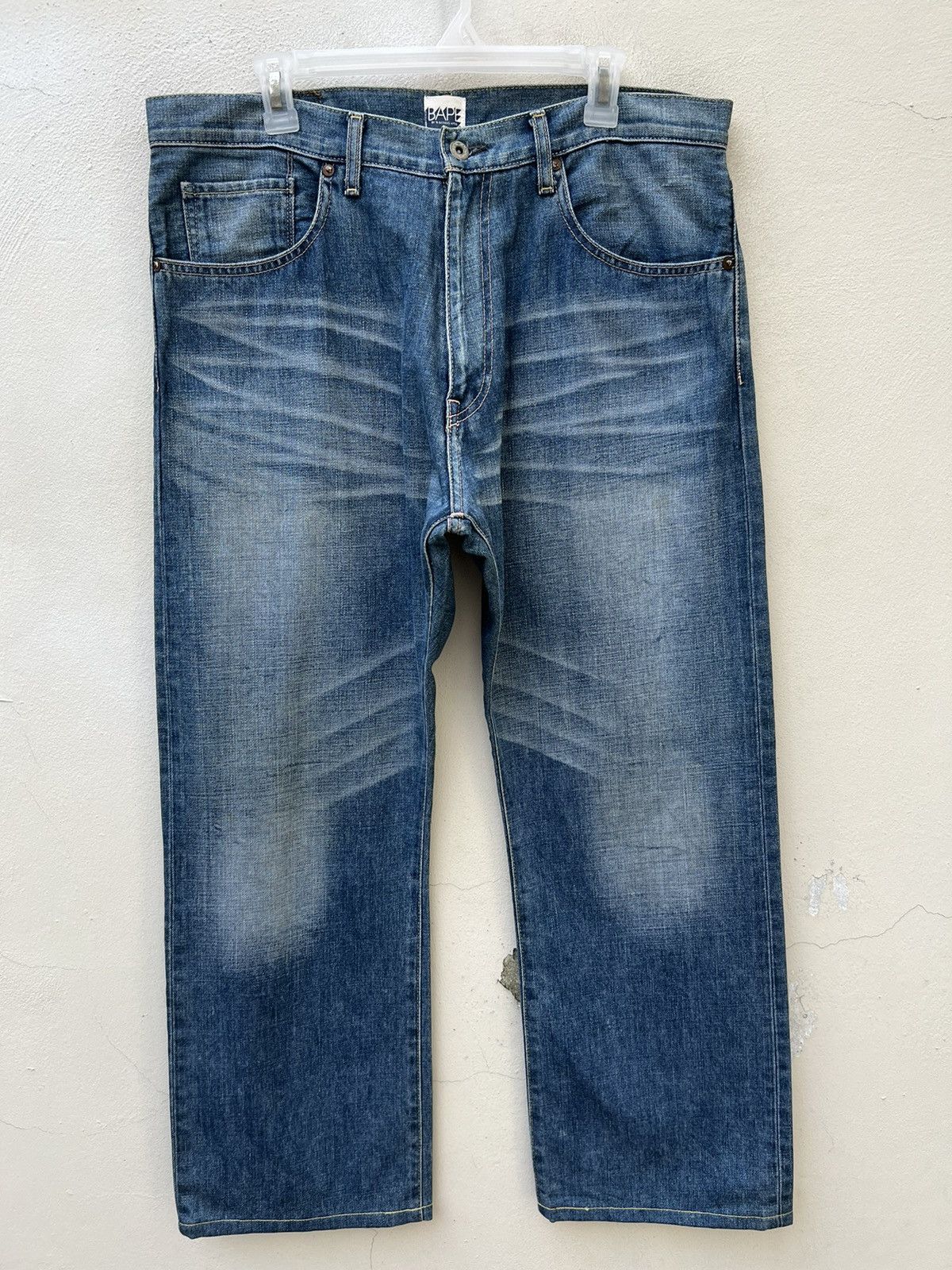 Bape × Nigo Vintage Bathing Ape Japan Bape Star Light Blue Denim Jeans Size US 34 / EU 50 - 6 Thumbnail