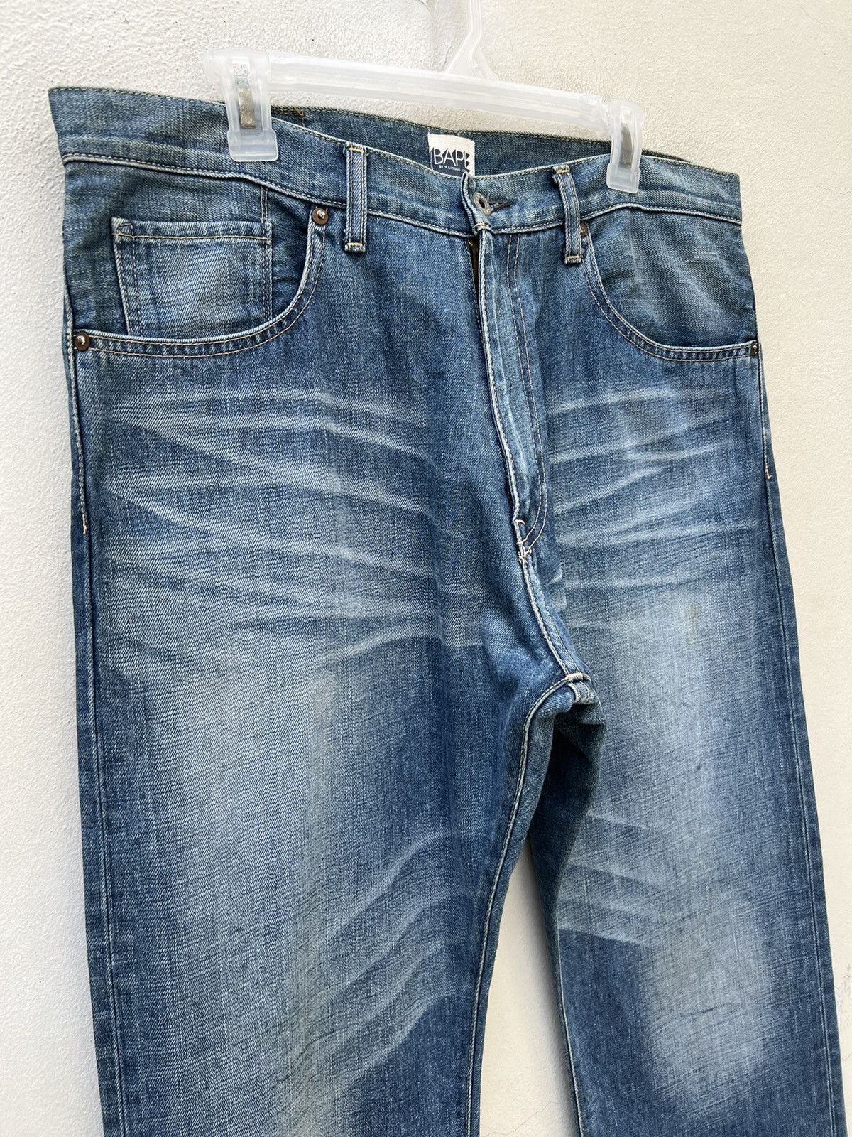 Bape × Nigo Vintage Bathing Ape Japan Bape Star Light Blue Denim Jeans Size US 34 / EU 50 - 7 Thumbnail
