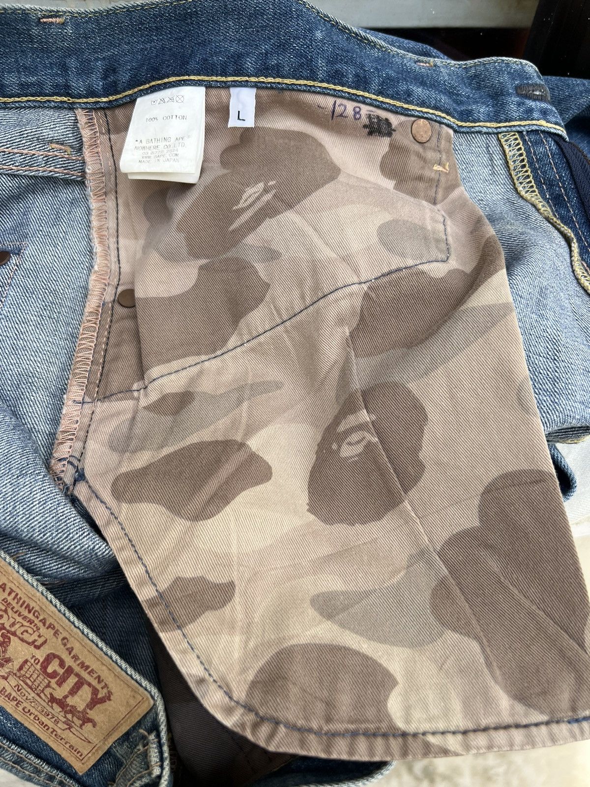 Bape × Nigo Vintage Bathing Ape Japan Bape Star Light Blue Denim Jeans Size US 34 / EU 50 - 21 Thumbnail