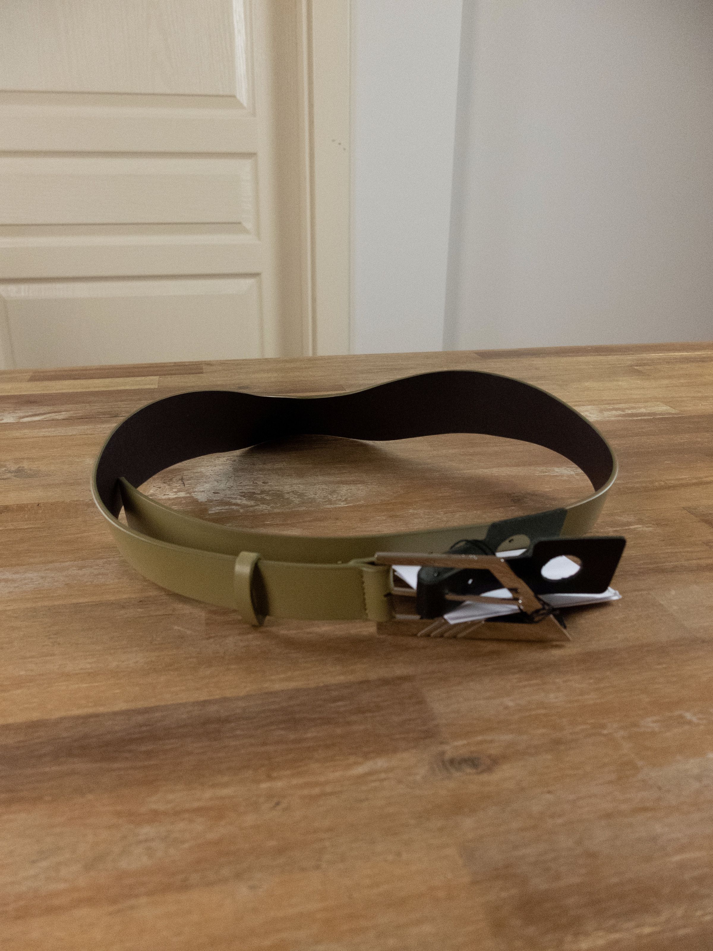 The Attico THE ATTICO green leather asymmetric logo buckle belt Medium Size ONE SIZE - 3 Thumbnail