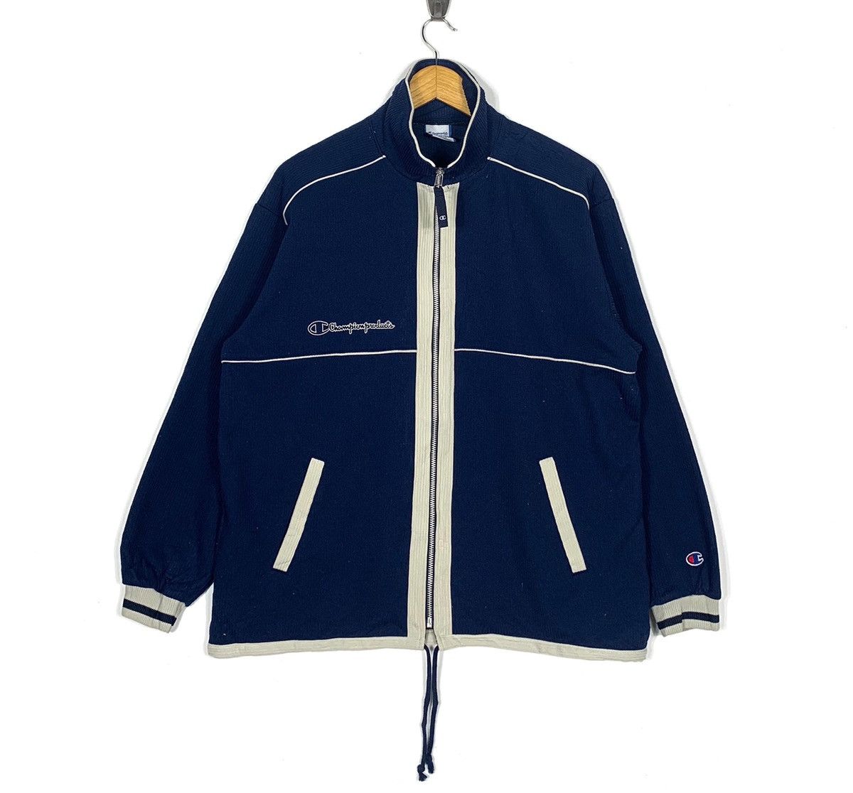 Champion × Vintage Vintage Champion Sweater Full Zip Stitched Logo Blue Colour Size US L / EU 52-54 / 3 - 1 Thumbnail