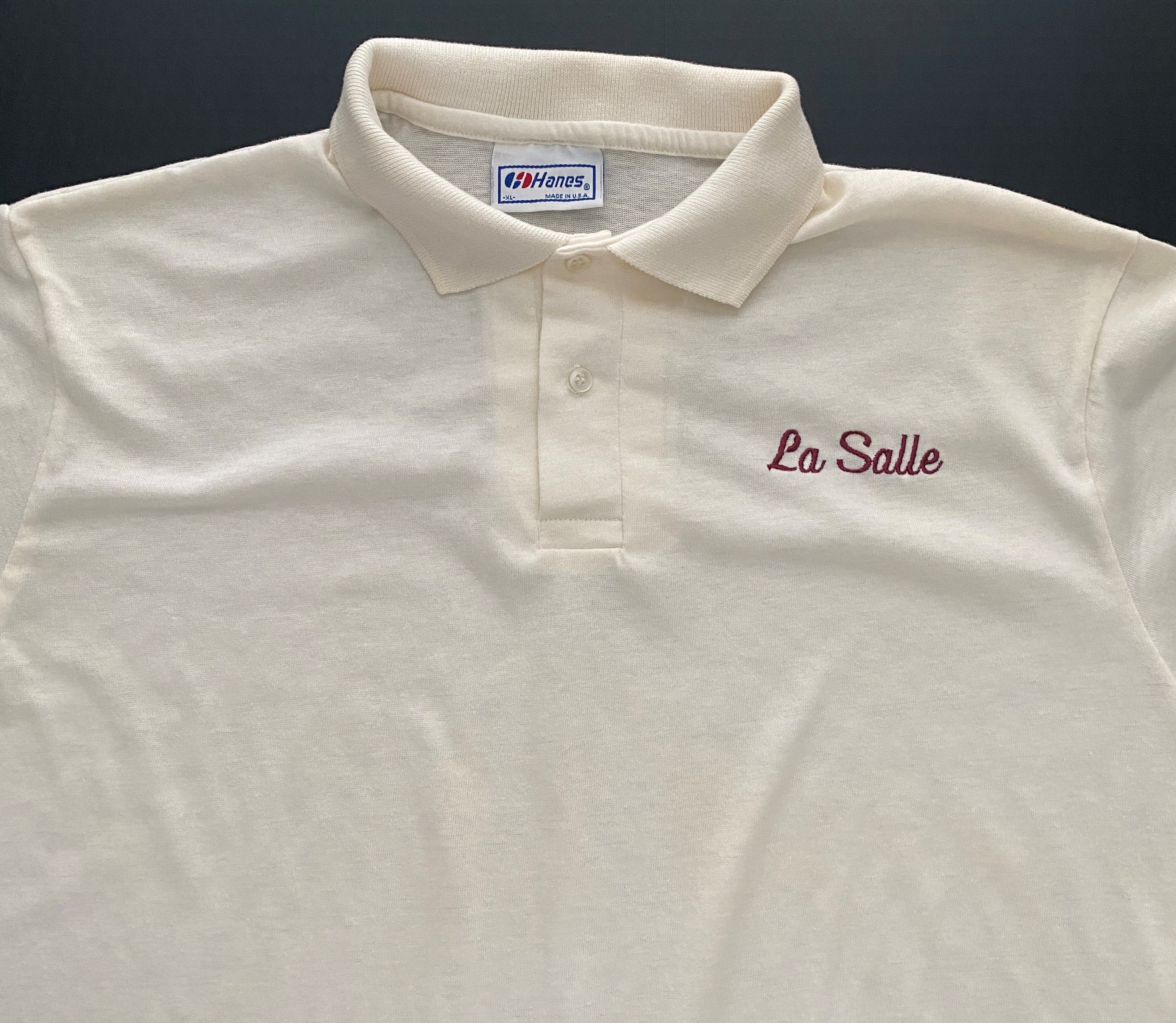 Hanes Vintage La Salle Academy Logo Polo Shirt Made in USA XL Size US XL / EU 56 / 4 - 1 Thumbnail