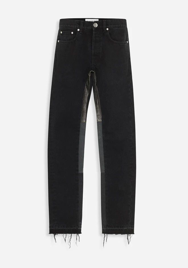 image of 1115$ Lanvin X Gallery Dept Denim With Leather Patch in Black, Men's (Size 30)