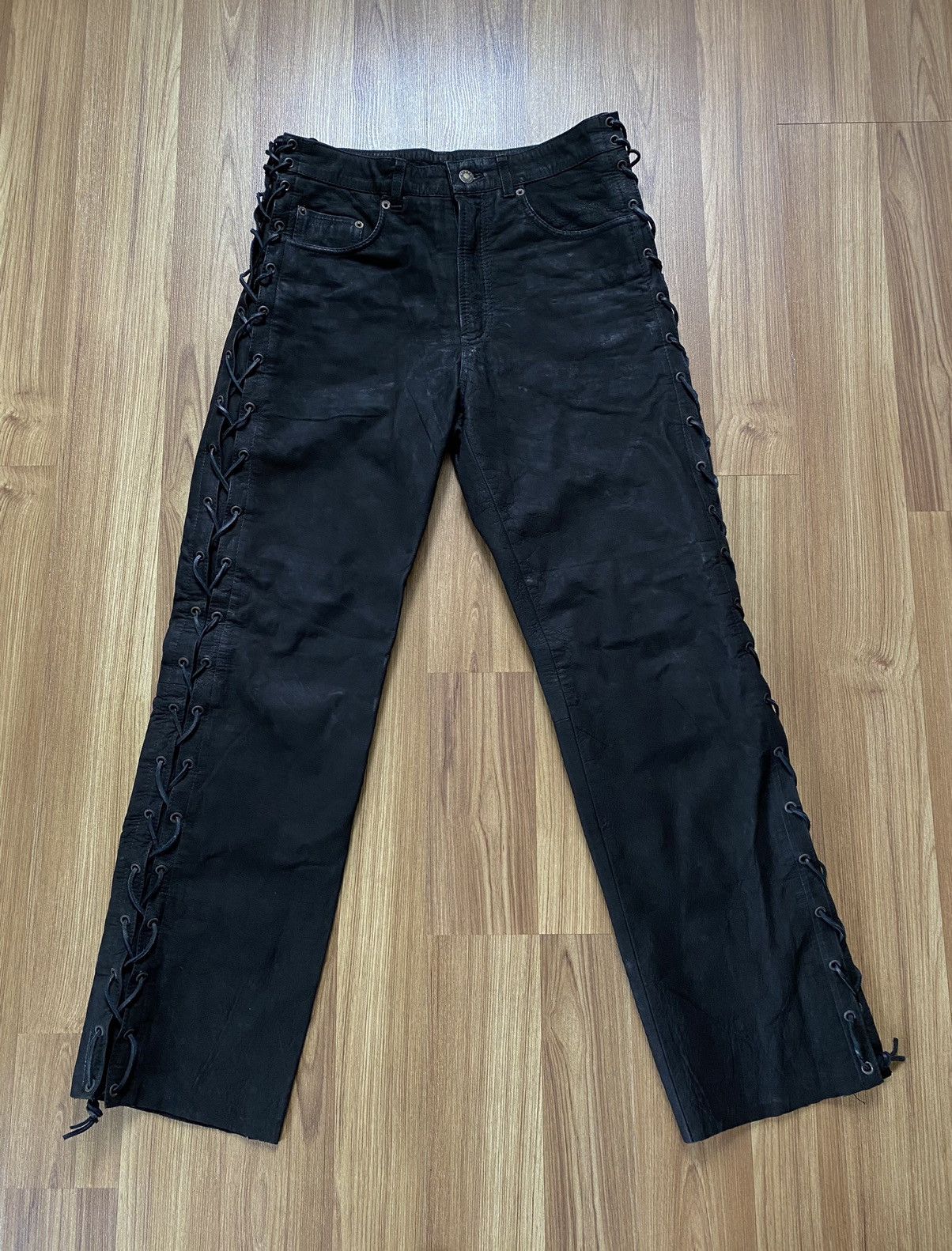 Genuine Leather Vintage Leather Pants Motorcycle Trousers Size 31 Cowboy Y2K Size US 31 - 1 Thumbnail