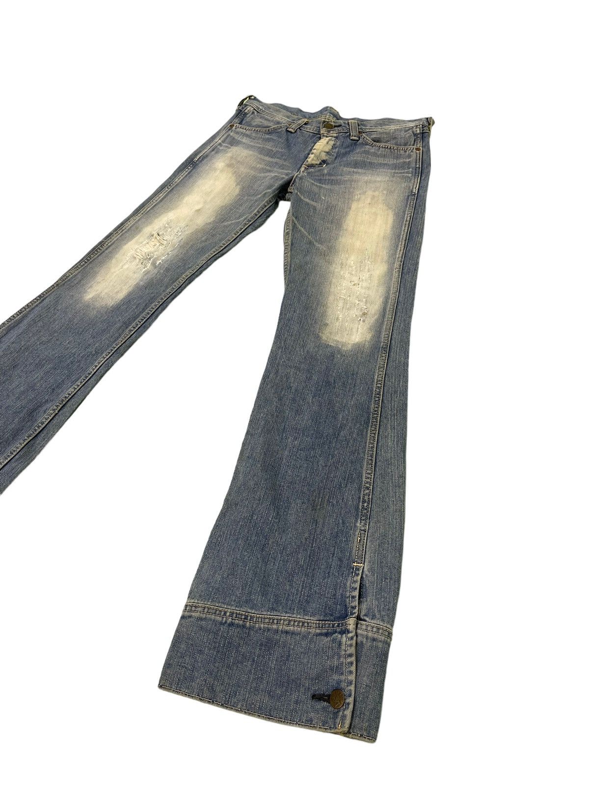Japanese Brand Flare Jeans Lee Japan Distress Denim Low Rise Boot Cut 4🟦 Size US 31 - 3 Thumbnail