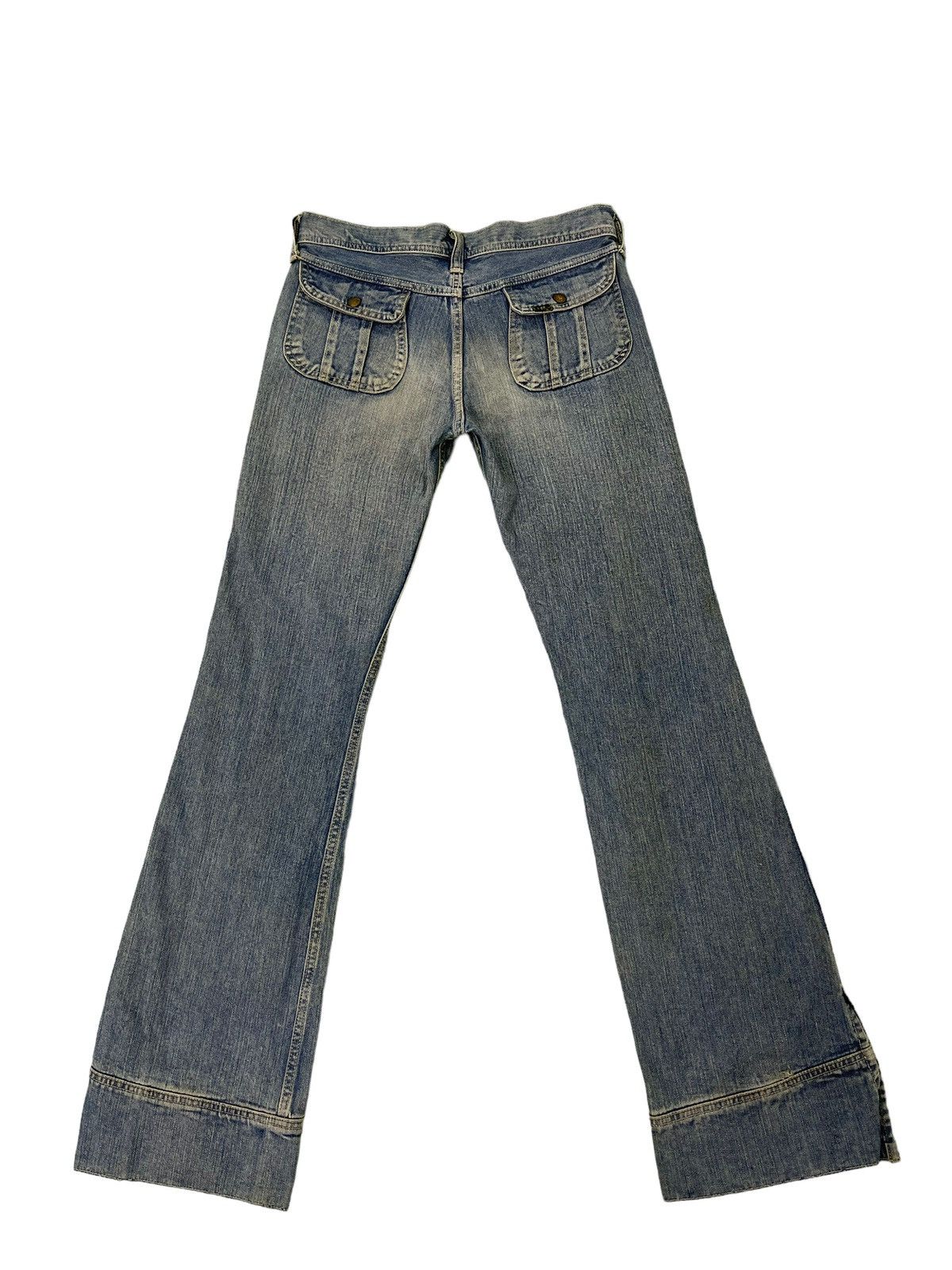 Japanese Brand Flare Jeans Lee Japan Distress Denim Low Rise Boot Cut 4🟦 Size US 31 - 13 Thumbnail