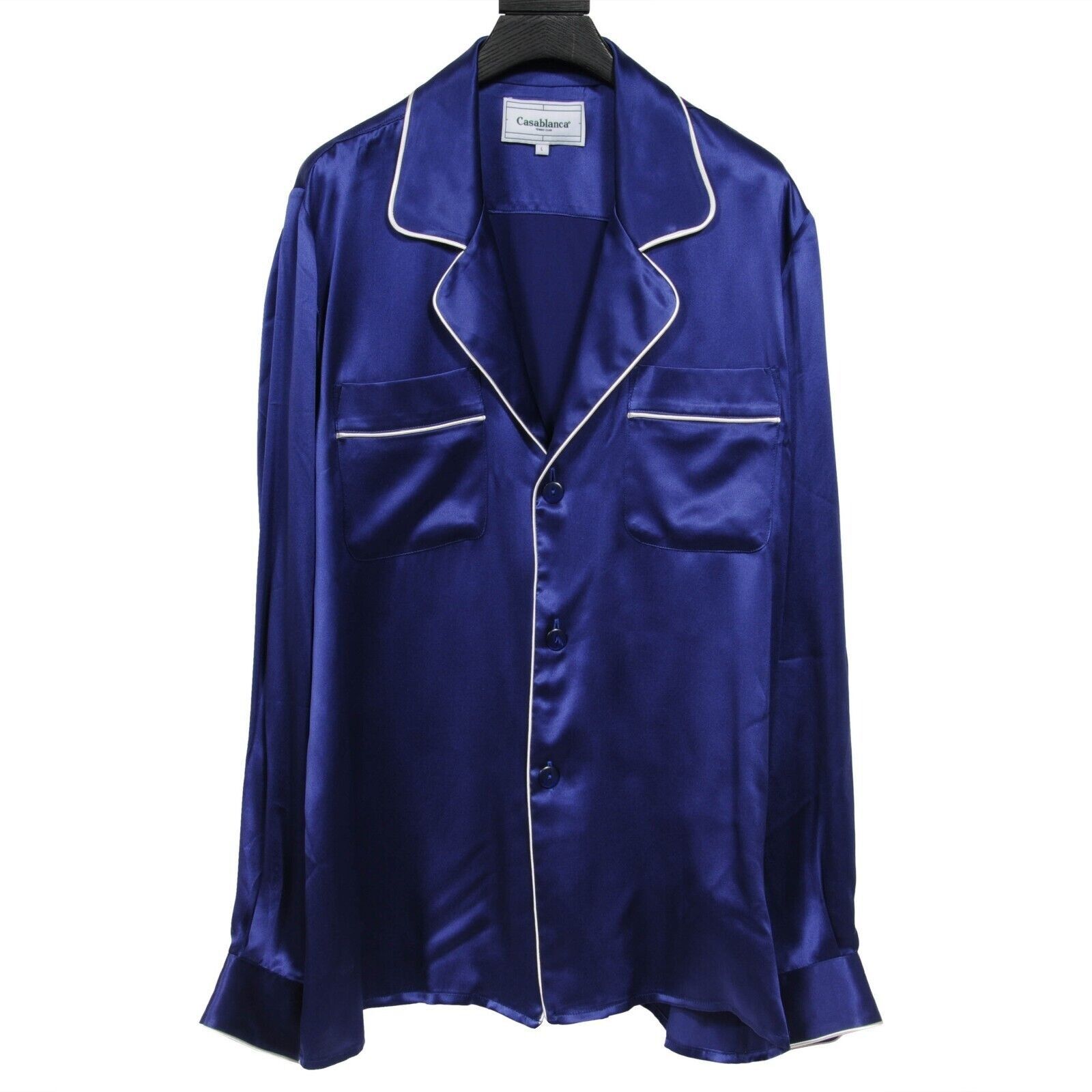 image of Casablanca Pajama Shirt Collared Button Down & Pants in Blue, Men's (Size Large)