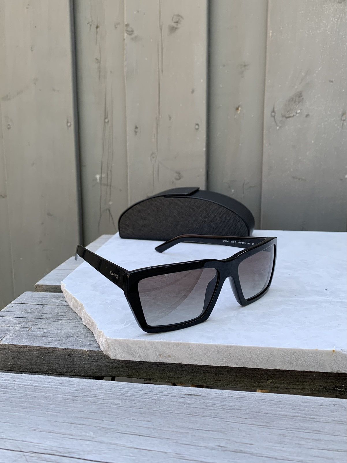 image of Prada Sunglasses Angular Black Designer Shades Mainline 04V, Women's