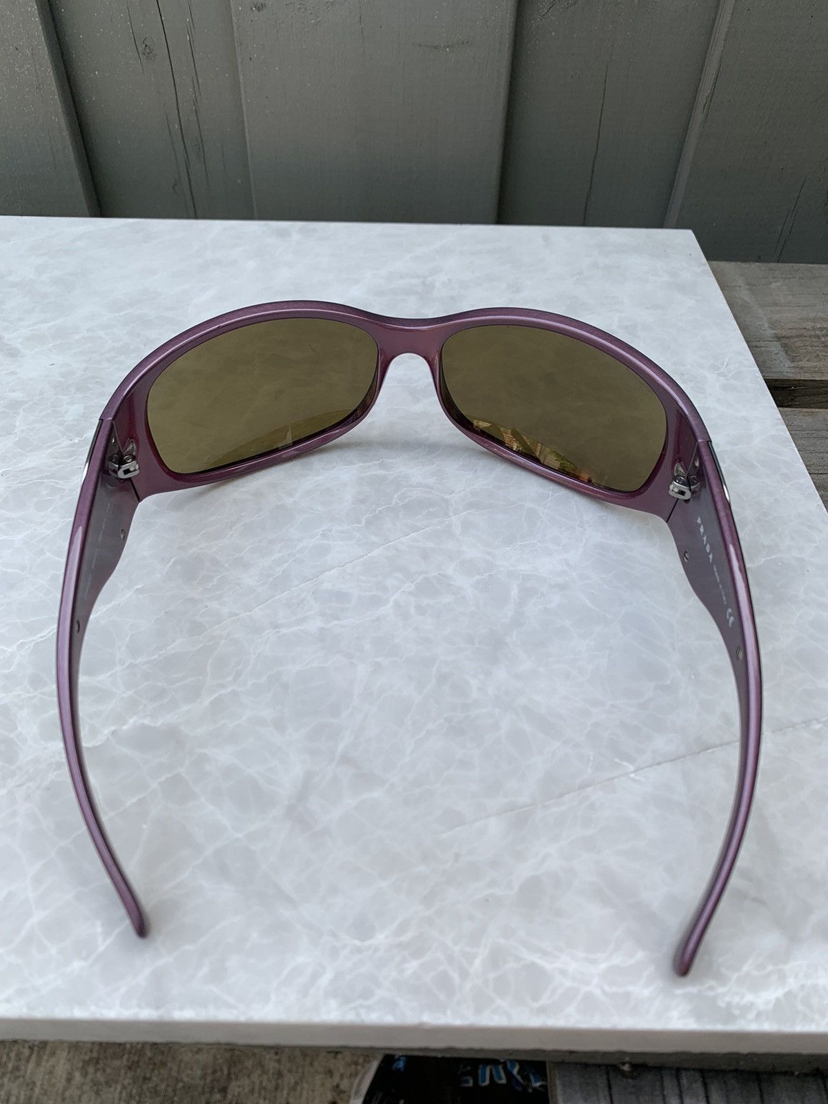 Prada × Vintage Plum Prada Tribal Wave Wrap Sunglasses Chrome Flame 2000s Y2 Size ONE SIZE - 11 Thumbnail