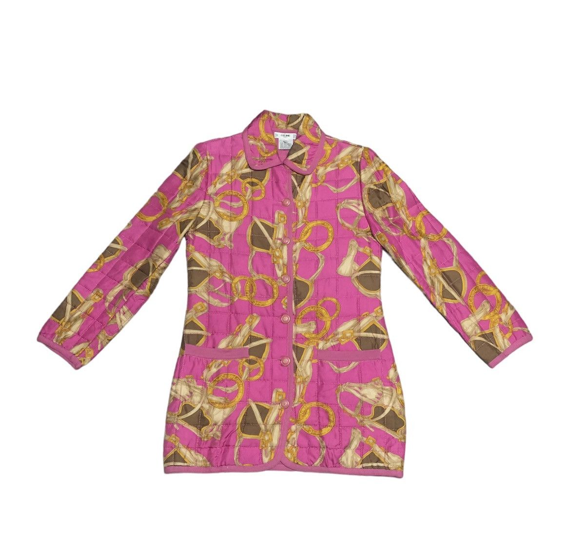 Celine Vintage Celine Fullprint Wool Silk Long Jacket Size S / US 4 / IT 40 - 1 Thumbnail