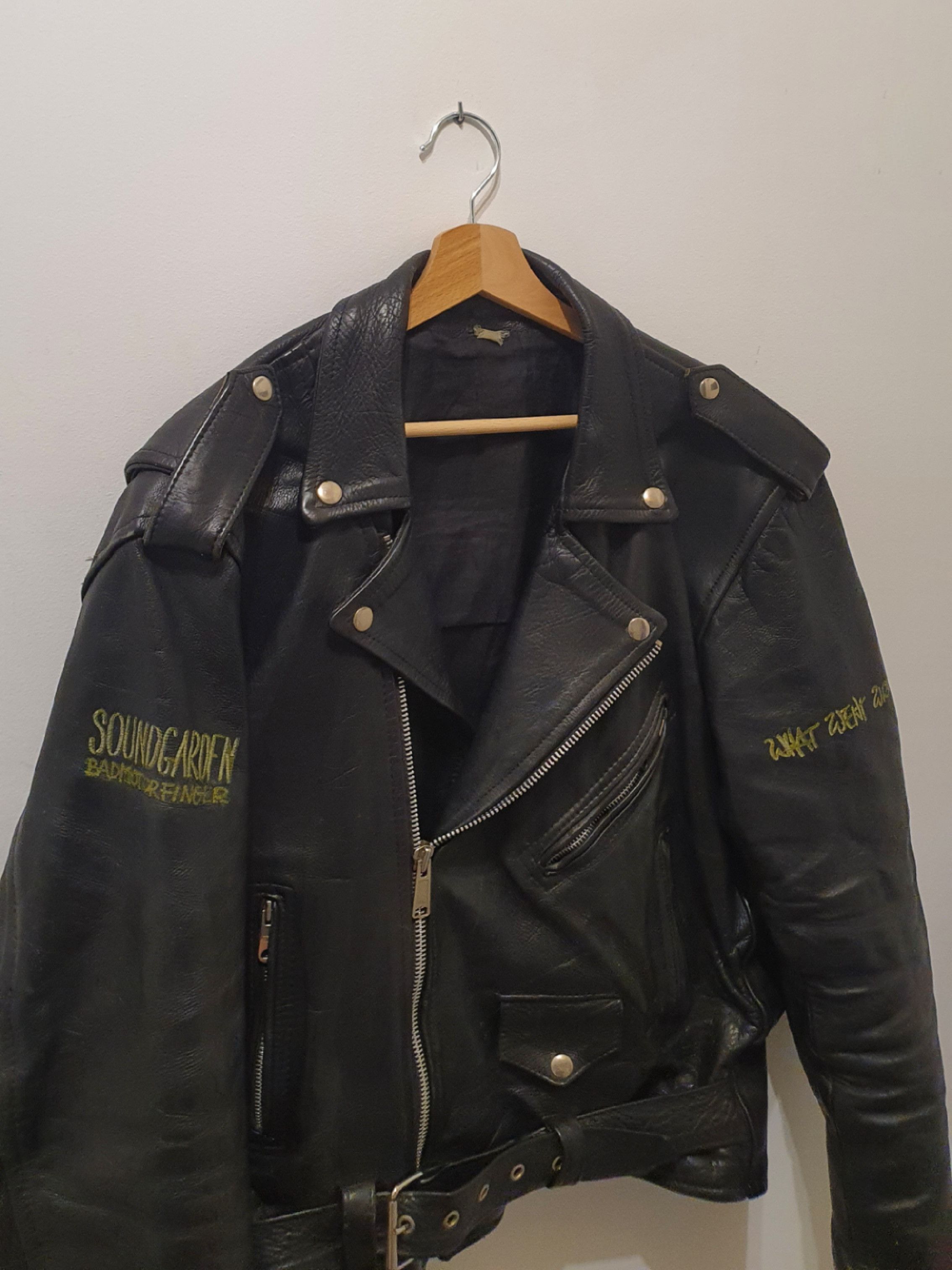 Leather Jacket × Vintage Vintage Soundgarden badmotorfinger