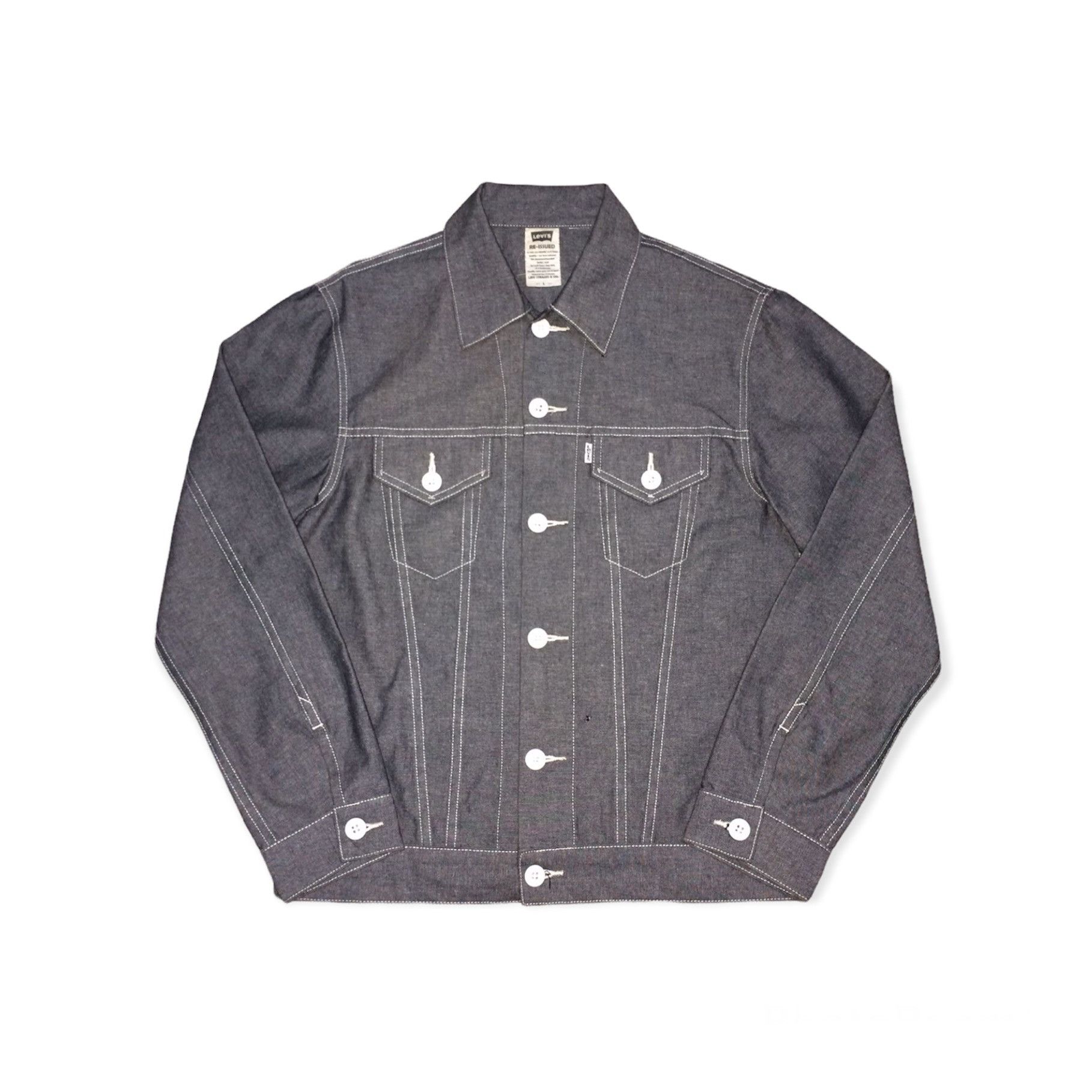 image of Vintage Levis Re-Issued Trucker Jacket in Grey, Men's (Size Large)