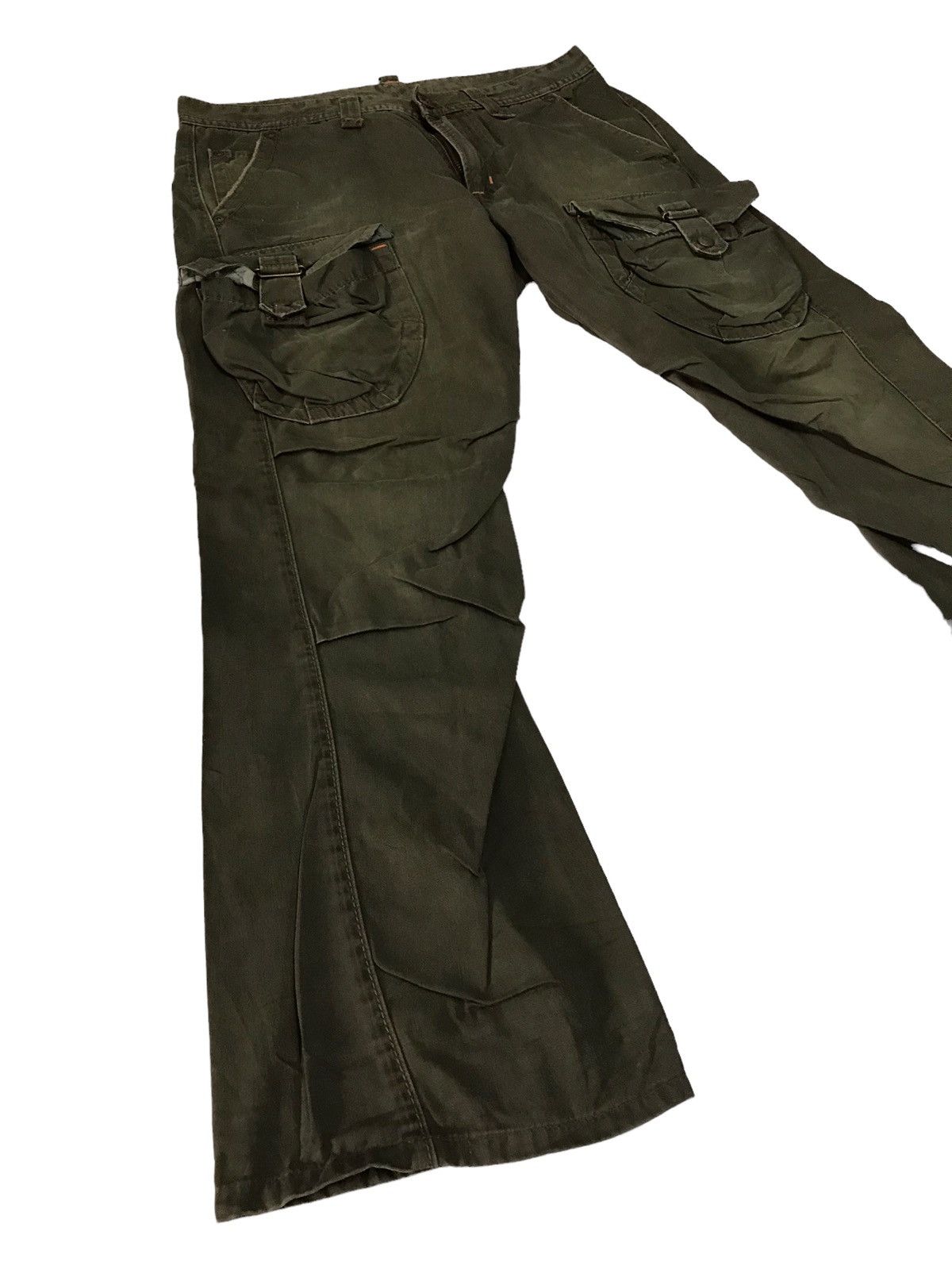 Japanese Brand Flare Edwin 505 Khaki Travis Scott Style Bondage Pant Size US 34 / EU 50 - 4 Thumbnail