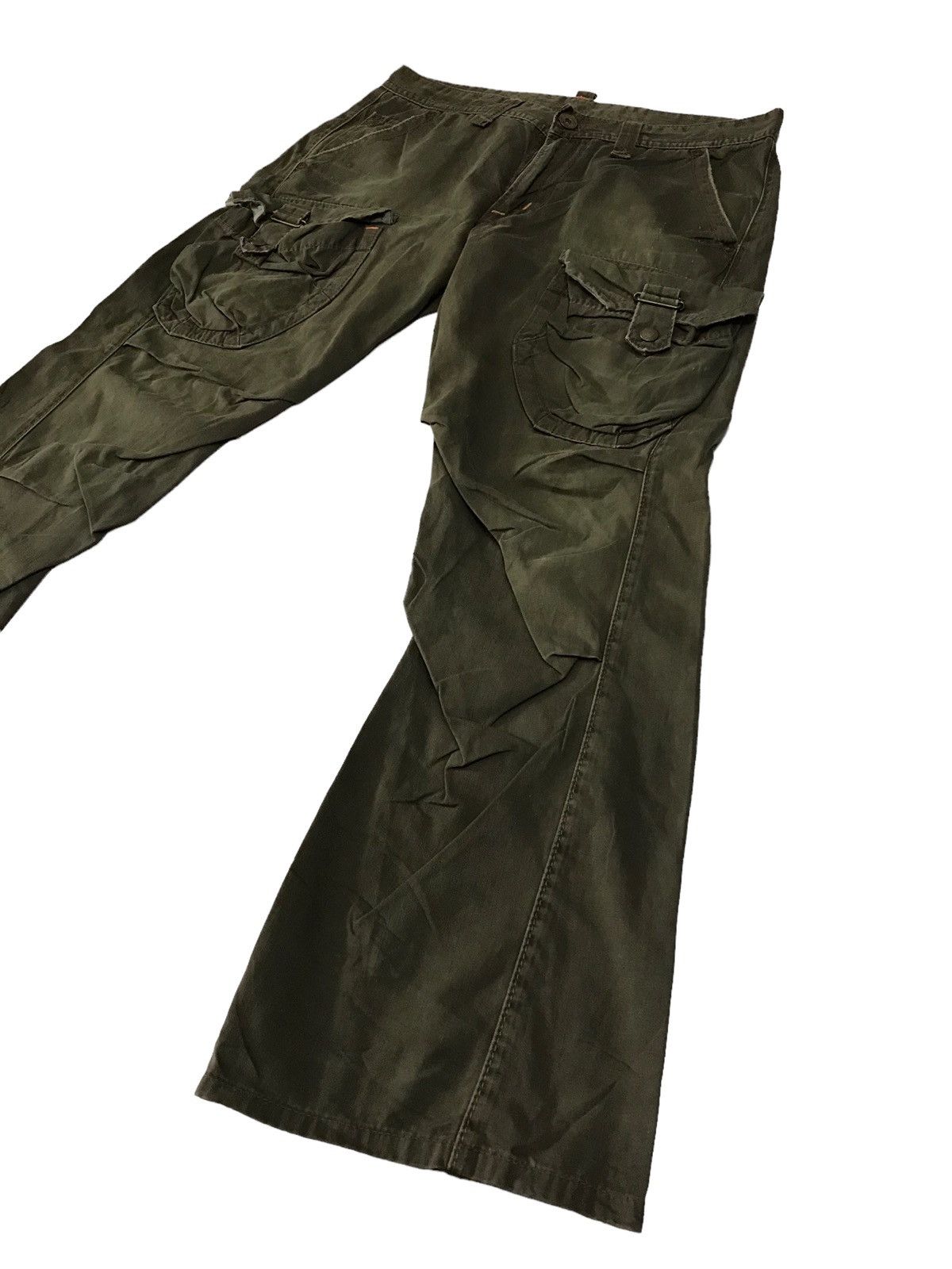 Japanese Brand Flare Edwin 505 Khaki Travis Scott Style Bondage Pant Size US 34 / EU 50 - 3 Thumbnail