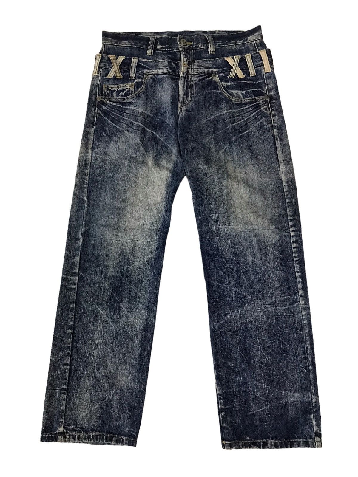 Le Grande Bleu (L.G.B.) 🔥Japanese Brand Double Waist Washed Blue Denim Size US 33 - 2 Thumbnail