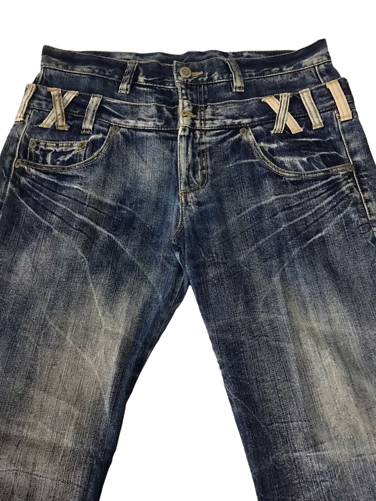 Le Grande Bleu (L.G.B.) 🔥Japanese Brand Double Waist Washed Blue Denim Size US 33 - 11 Thumbnail