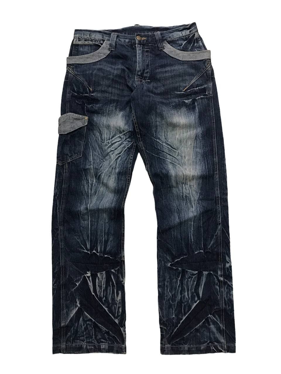 Japanese Brand Bondage Gumu Intl Multi Pocket Distressed Denim Cargo Pants⚡️ Size US 33 - 3 Thumbnail