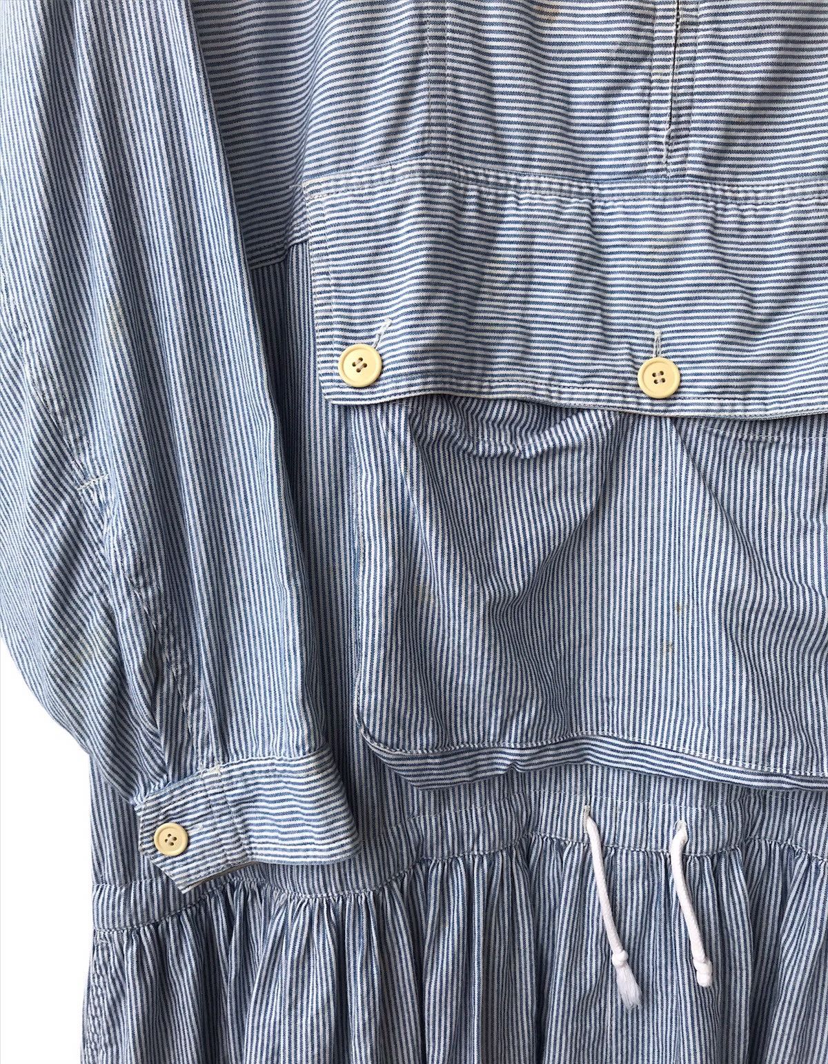 Issey Miyake × Tsumori Chisato Archival 80s IS Iconic Logo Hickory Stripes Pockets Dress Size L / US 10 / IT 46 - 8 Thumbnail
