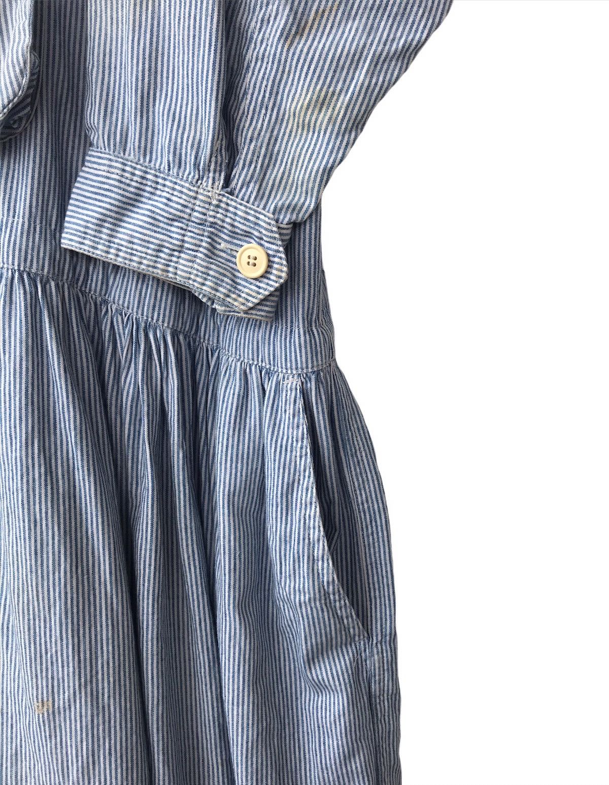 Issey Miyake × Tsumori Chisato Archival 80s IS Iconic Logo Hickory Stripes Pockets Dress Size L / US 10 / IT 46 - 10 Thumbnail