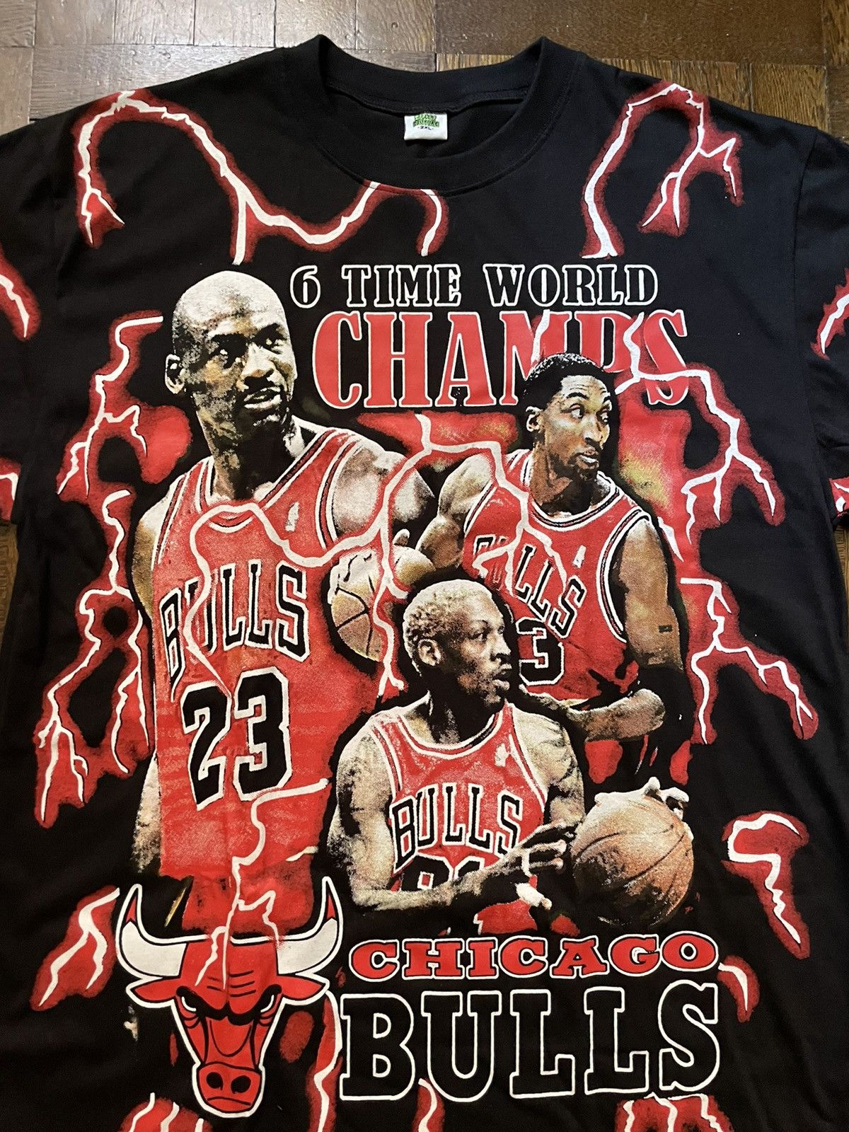 Vintage 90s Chicago deals Bulls Warp Speed All Over Print T Shirt L Jordan NBA USA OG